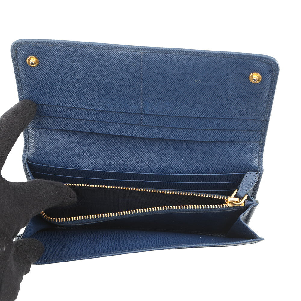 PRADA triangle logo long wallet Blue1MH132 Saffiano LeatherLeather