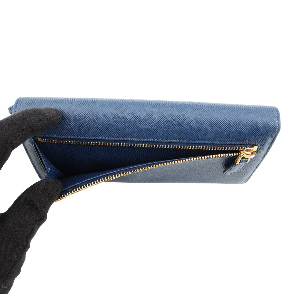 PRADA triangle logo long wallet Blue1MH132 Saffiano LeatherLeather