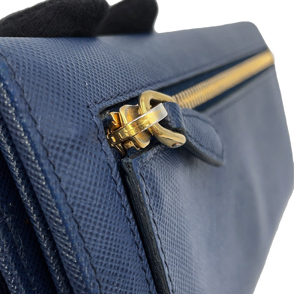 PRADA triangle logo long wallet Blue1MH132 Saffiano LeatherLeather