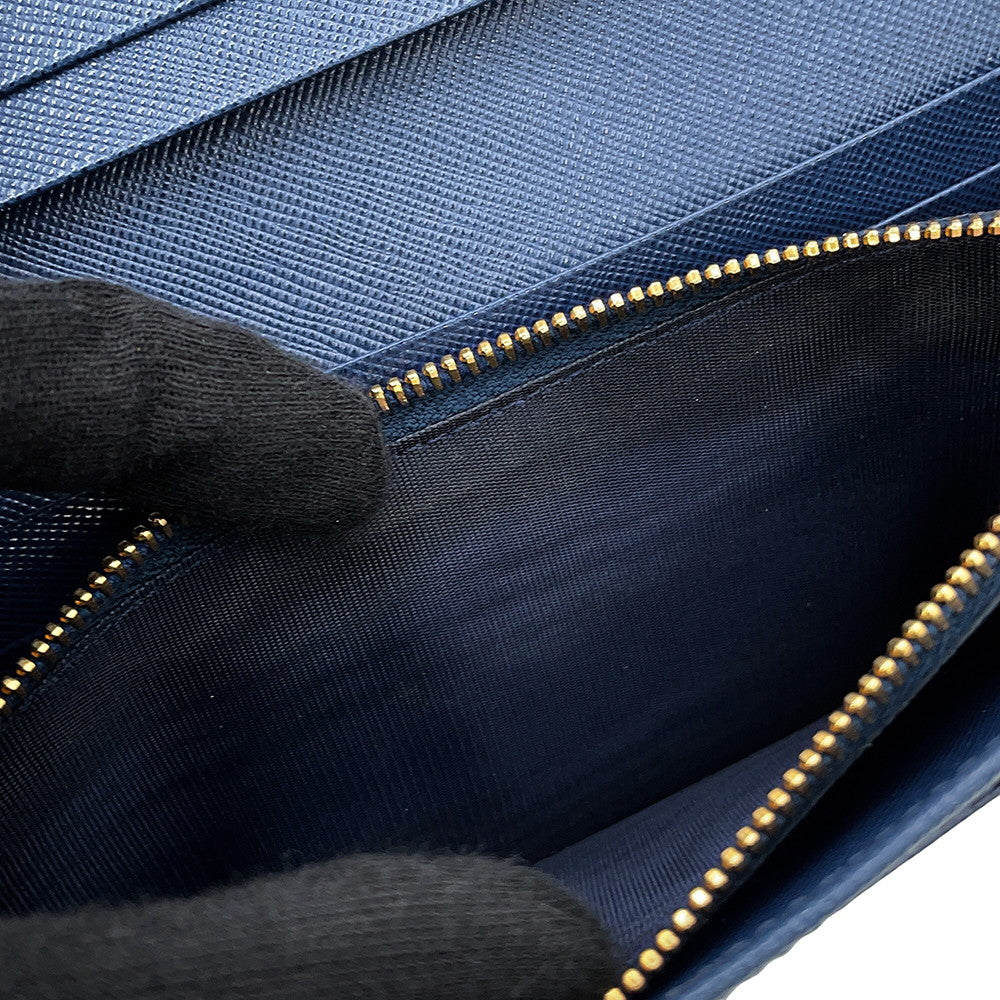 PRADA triangle logo long wallet Blue1MH132 Saffiano LeatherLeather