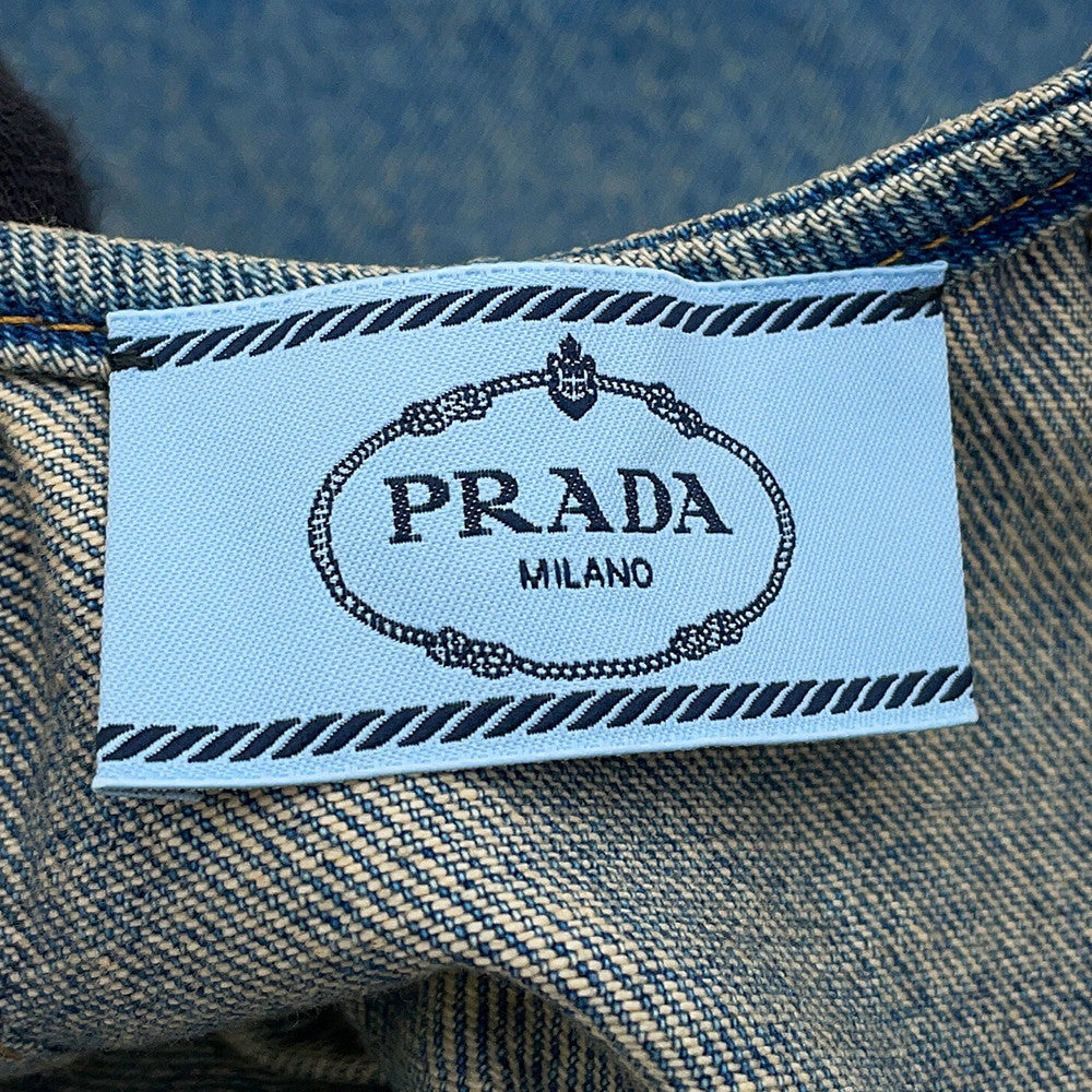 PRADA Triangle logo denim dress Size 36 BlueGFA135 Cotton100%