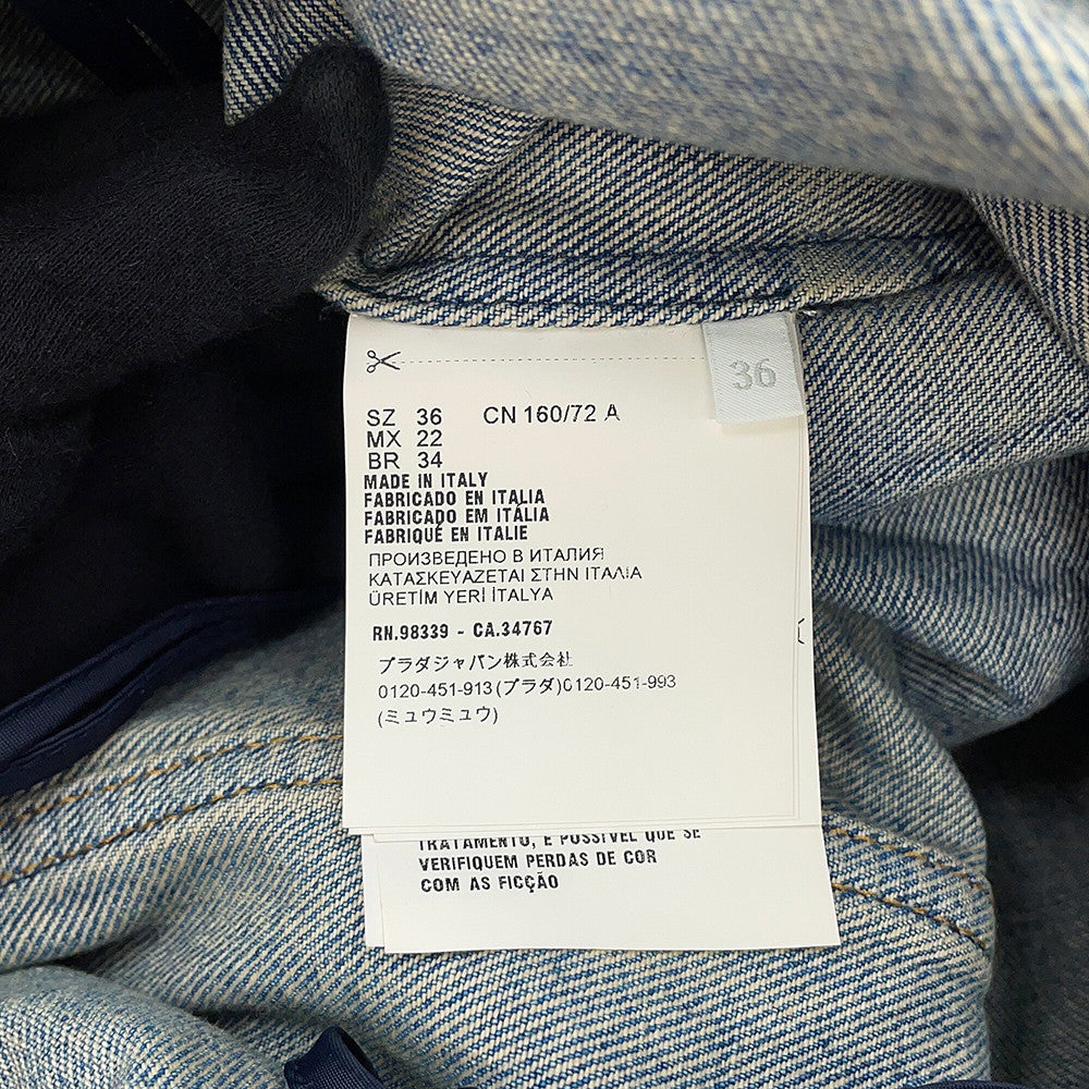 PRADA Triangle logo denim dress Size 36 BlueGFA135 Cotton100%