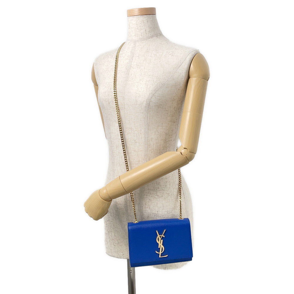 SAINT LAURENT PARIS Kate Shoulder Bag Blue354121 Leather