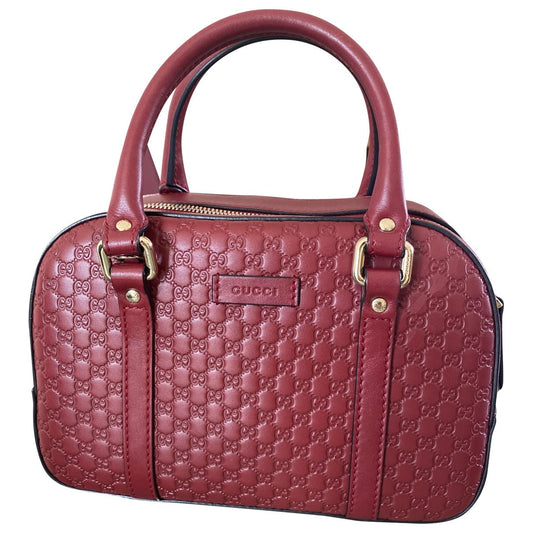 Gucci boston burgundy leather handbag