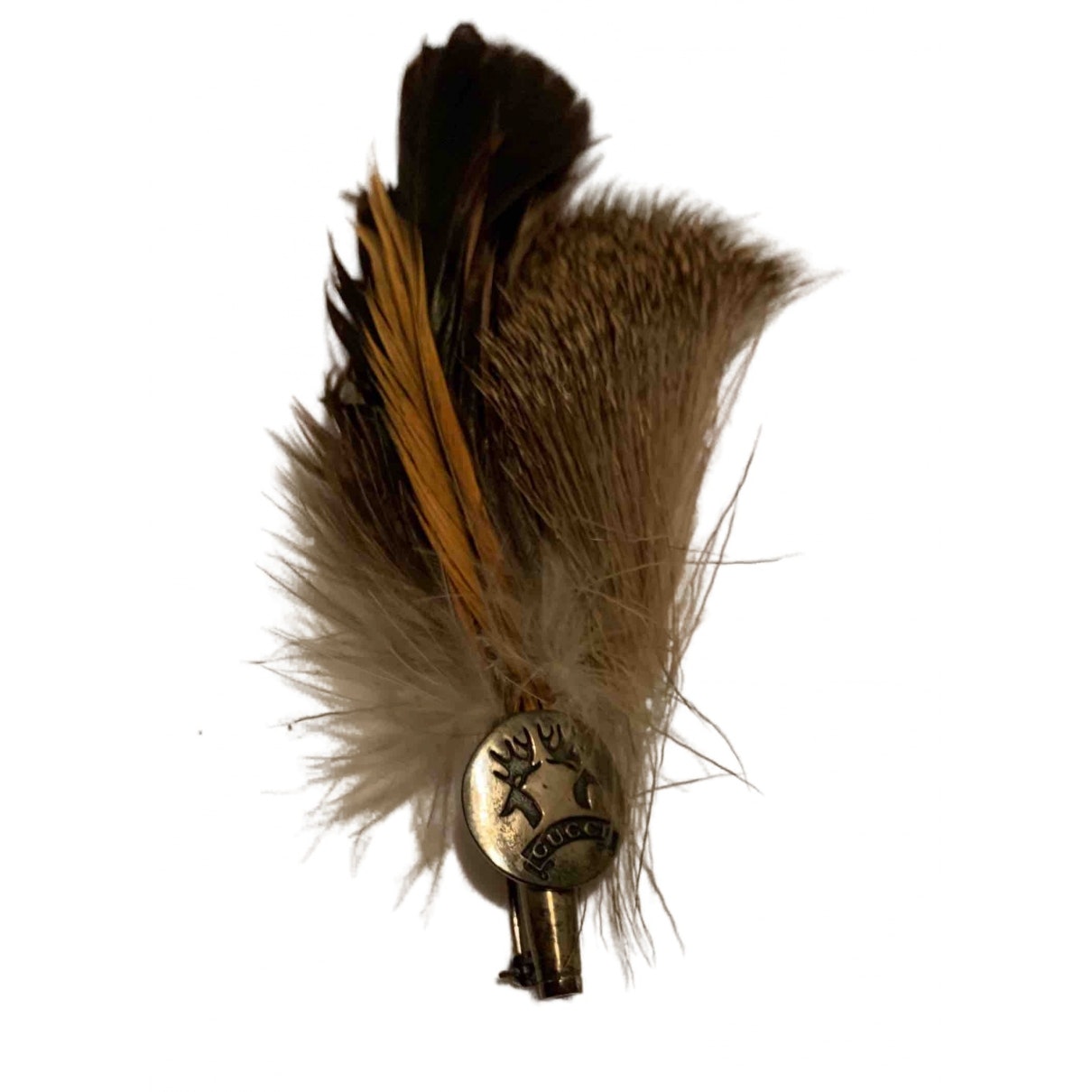 Gucci brown faux fur pins & brooches