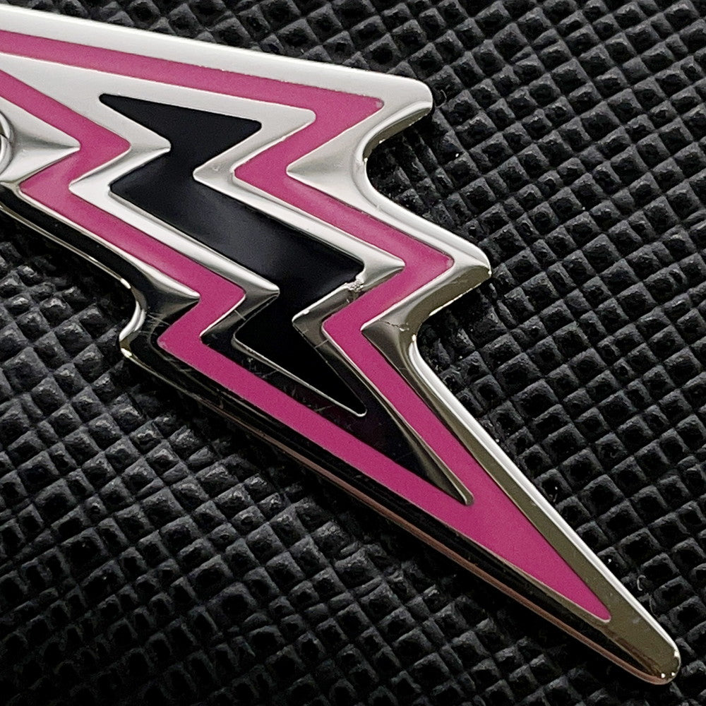 PRADA Zip Around Heart Rose Black/Pink1ML506 Leather