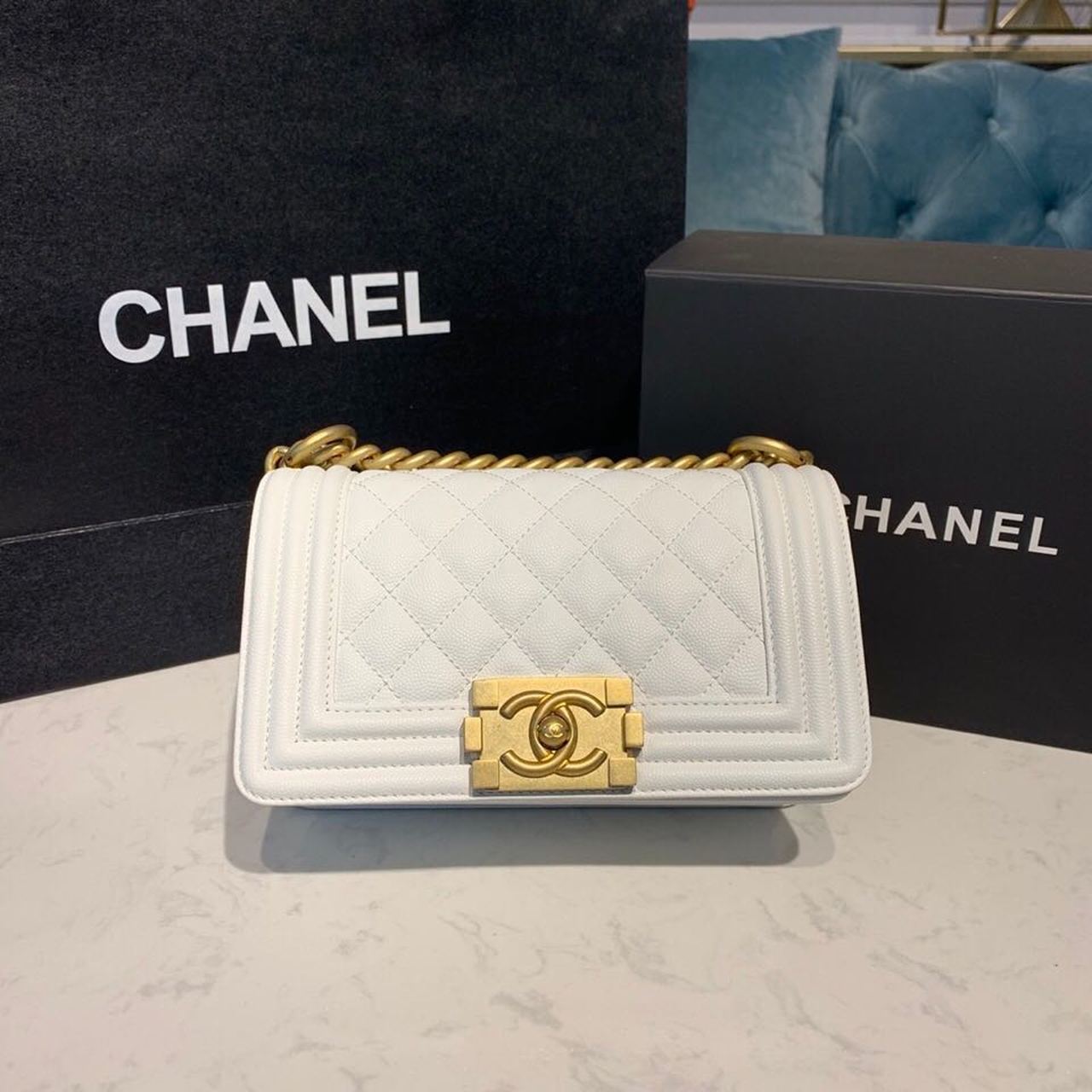 CHLSmall Boy Handbag White For Women, Women’s Bags, Shoulder And Crossbody Bags 7.8in/20cm A67085