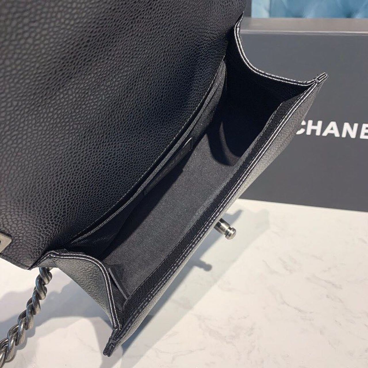 CHLSmall Boy Handbag Silver Hardware Black For Women, Women’s Bags, Shoulder And Crossbody Bags 7.8in/20cm A67085