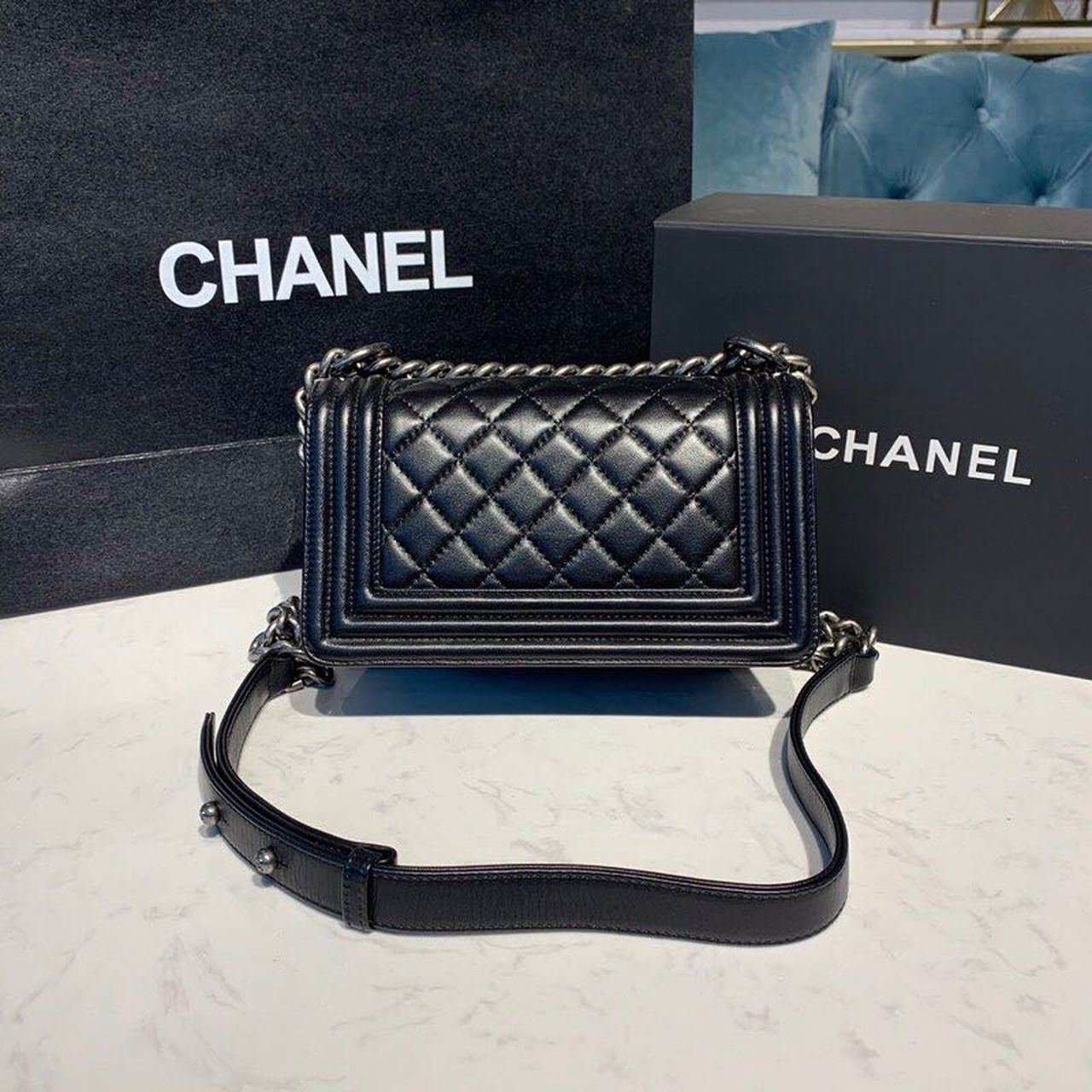 CHLSmall Boy Handbag Silver Hardware Black For Women, Women’s Bags, Shoulder And Crossbody Bags 7.8in/20cm A67085