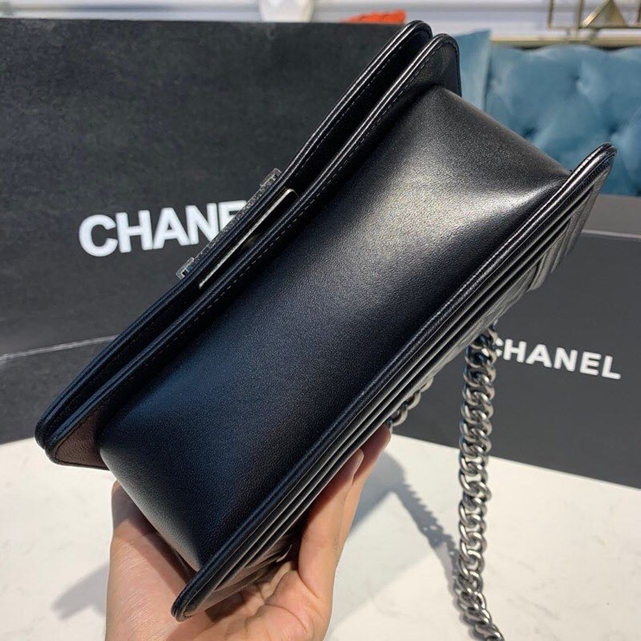 CHLSmall Boy Handbag Silver Hardware Black For Women, Women’s Bags, Shoulder And Crossbody Bags 7.8in/20cm A67085