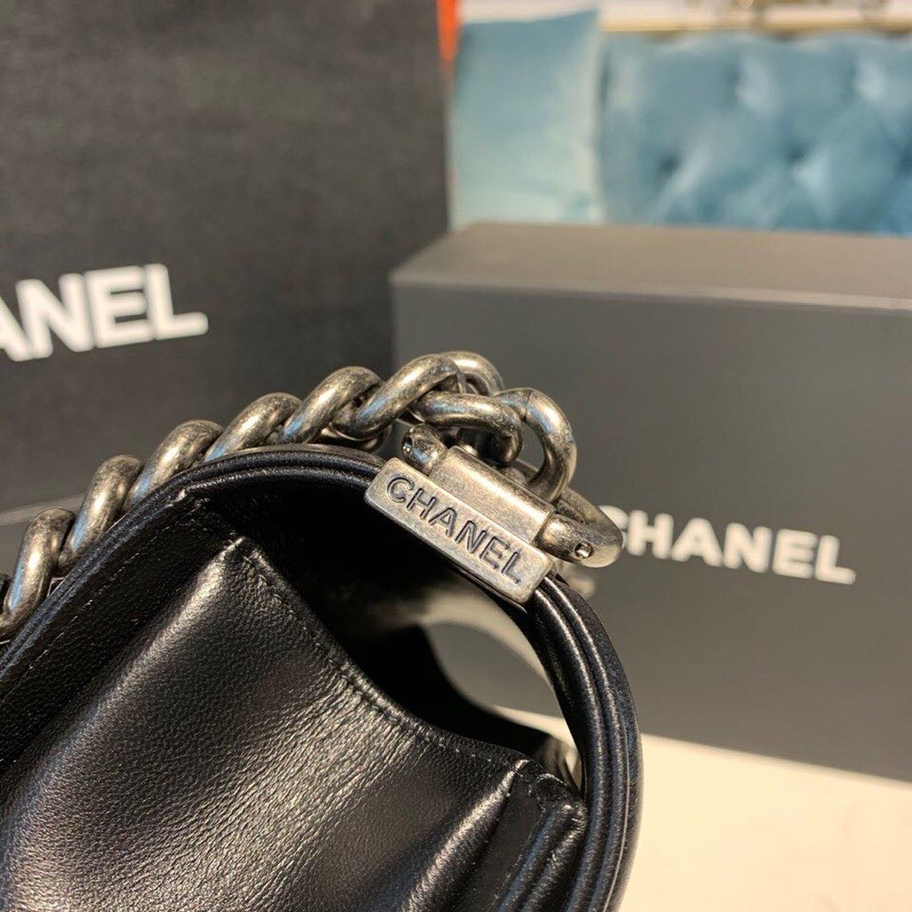 CHLSmall Boy Handbag Silver Hardware Black For Women, Women’s Bags, Shoulder And Crossbody Bags 7.8in/20cm A67085