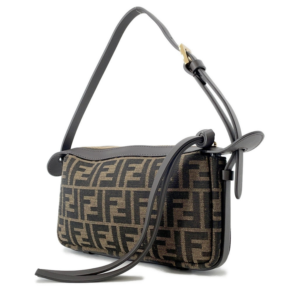 FENDI Zucca Simply One Shoulder Bag Brown8BS097 FFJacquard Leather Size Small