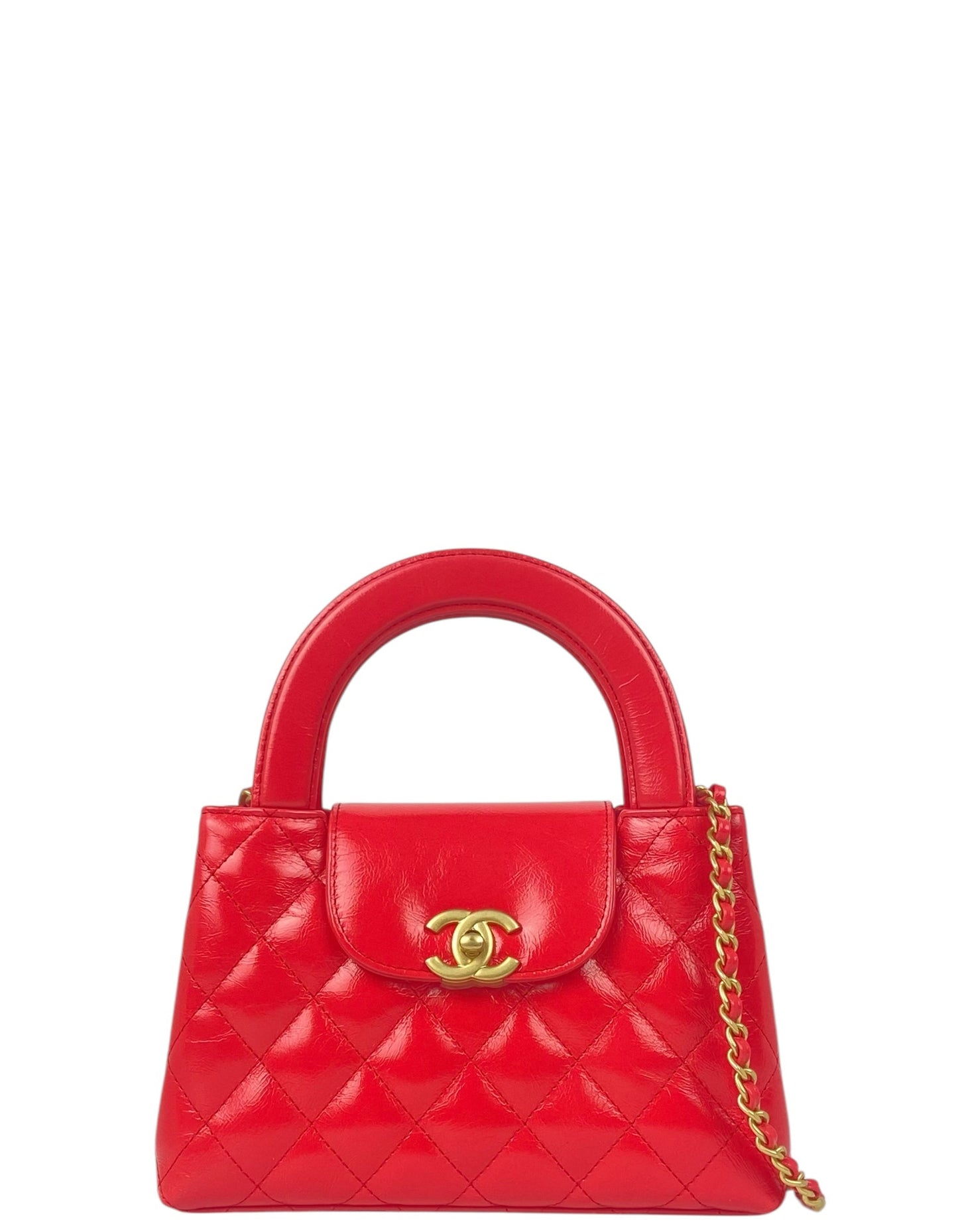 Chanel '25C Red Calfskin Quilted Nano Kelly Shopper