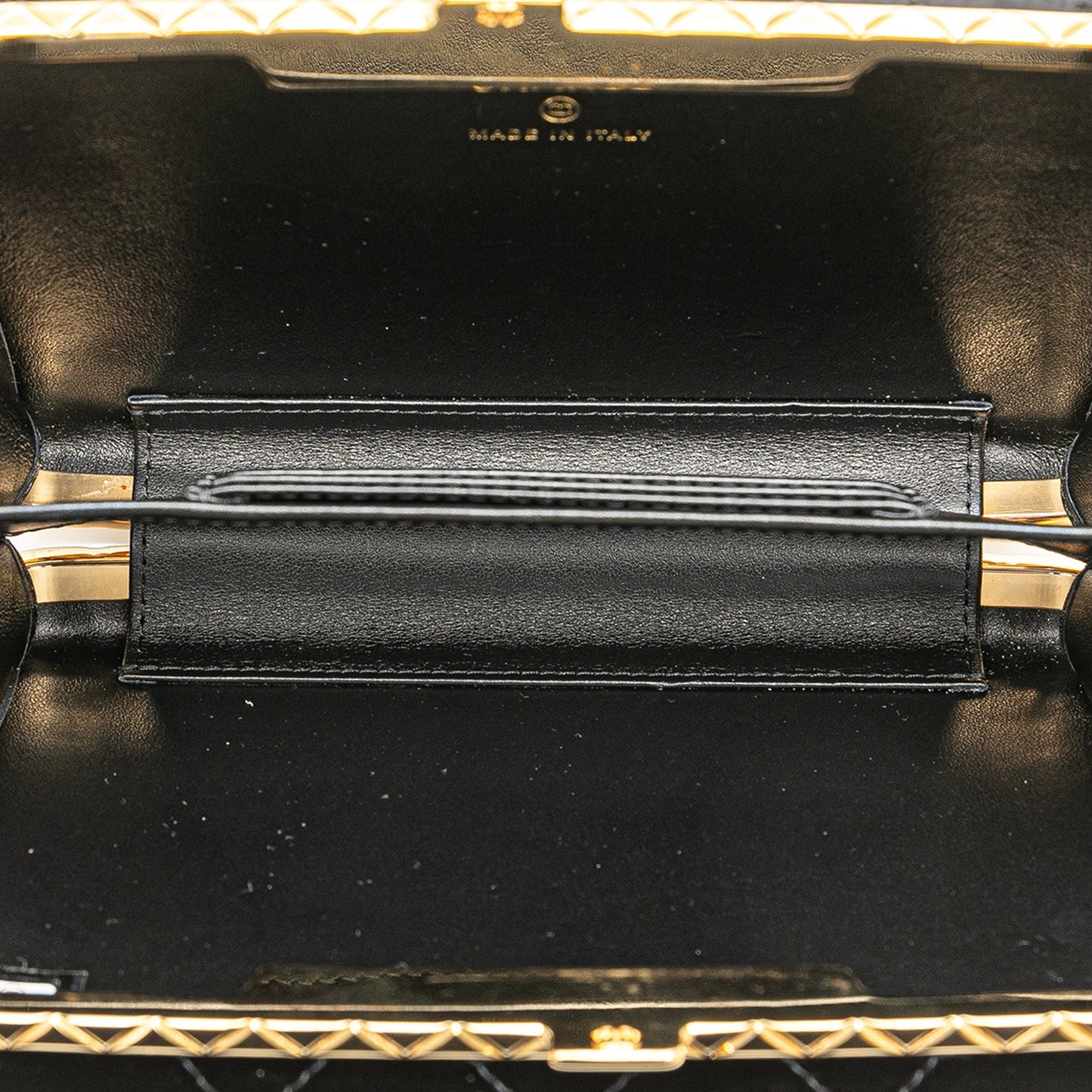 Black Chanel Large Glazed Goatskin Box With Chain Crossbody Bag