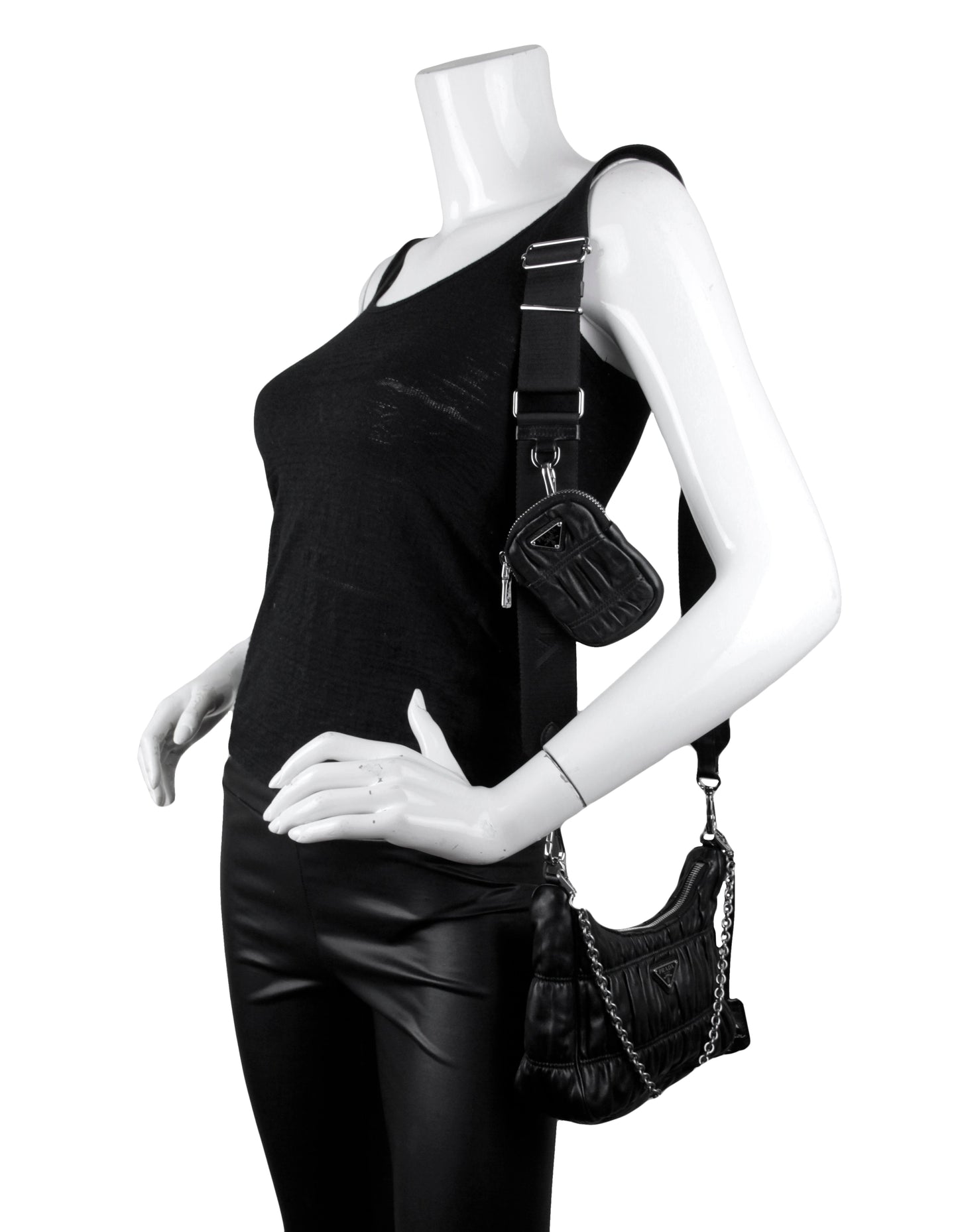 Prada Black Leather Re-Edition 2005 Nappa Gaufré Crossbody Bag