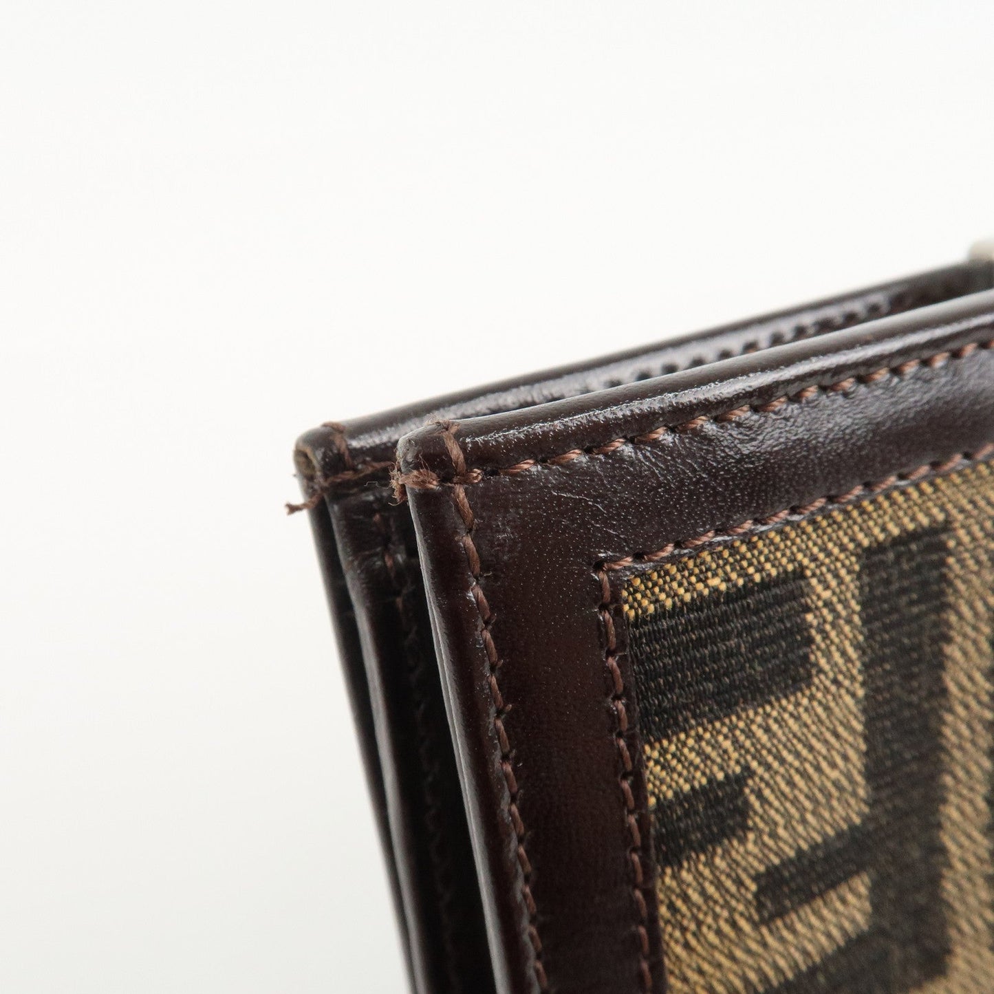 FENDI Zucca Canvas Leather Bifold Wallet Brown Black 1692  d