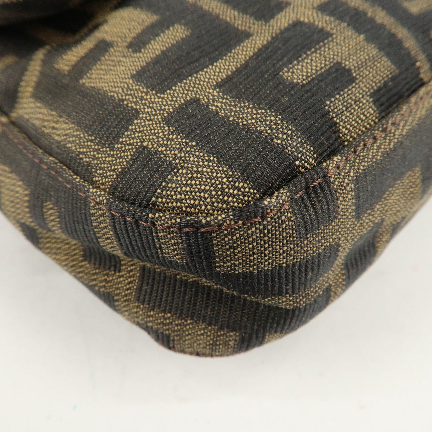 FENDI Zucca Mamma Buguette Canvas Shoulder Bag Brown Black 26424  d