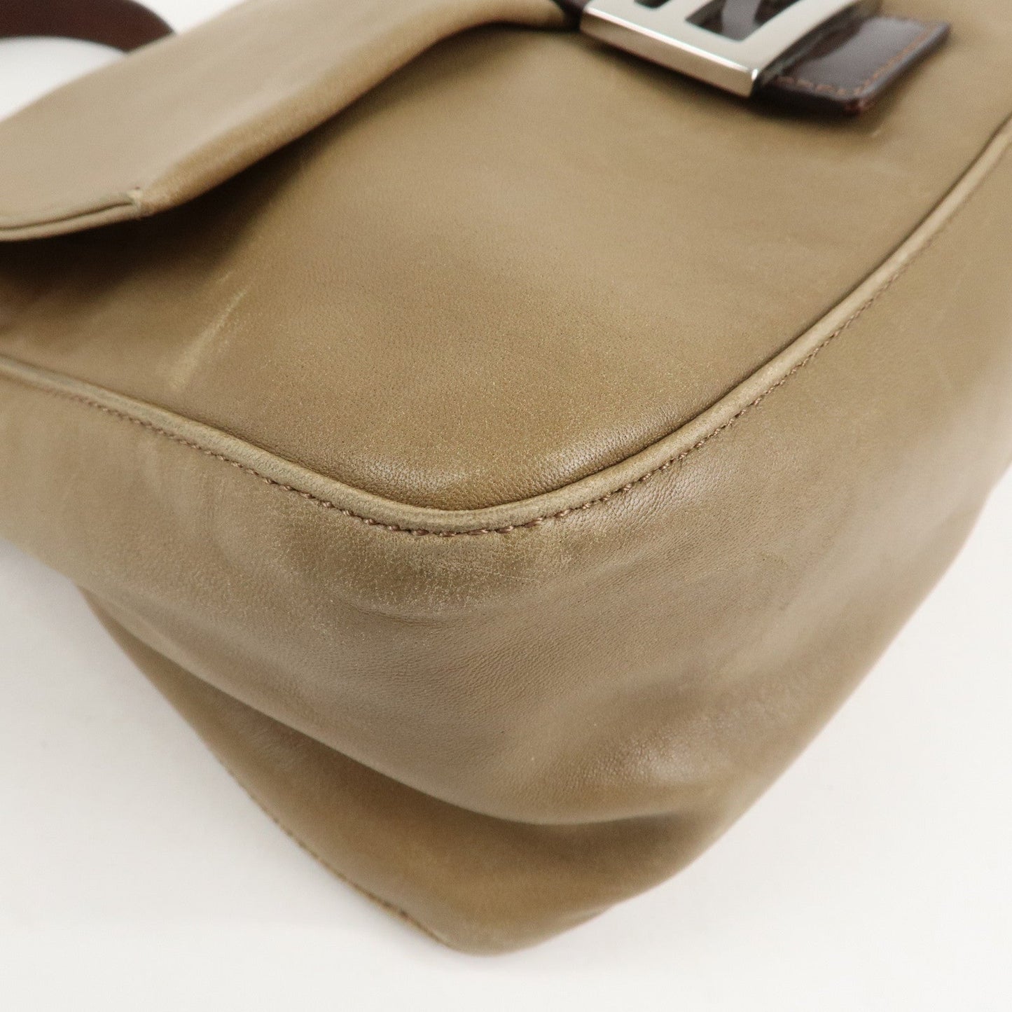 FENDI Mamma Baguette Leather Shoulder Bag Hand Bag Beige  d