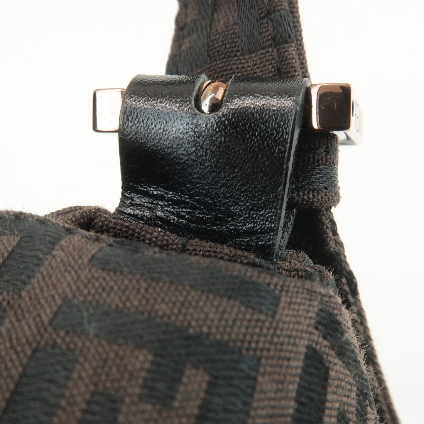 FENDI Zucchino Mamma Baguette Canvas Leather Shoulder Bag 8BR001  d
