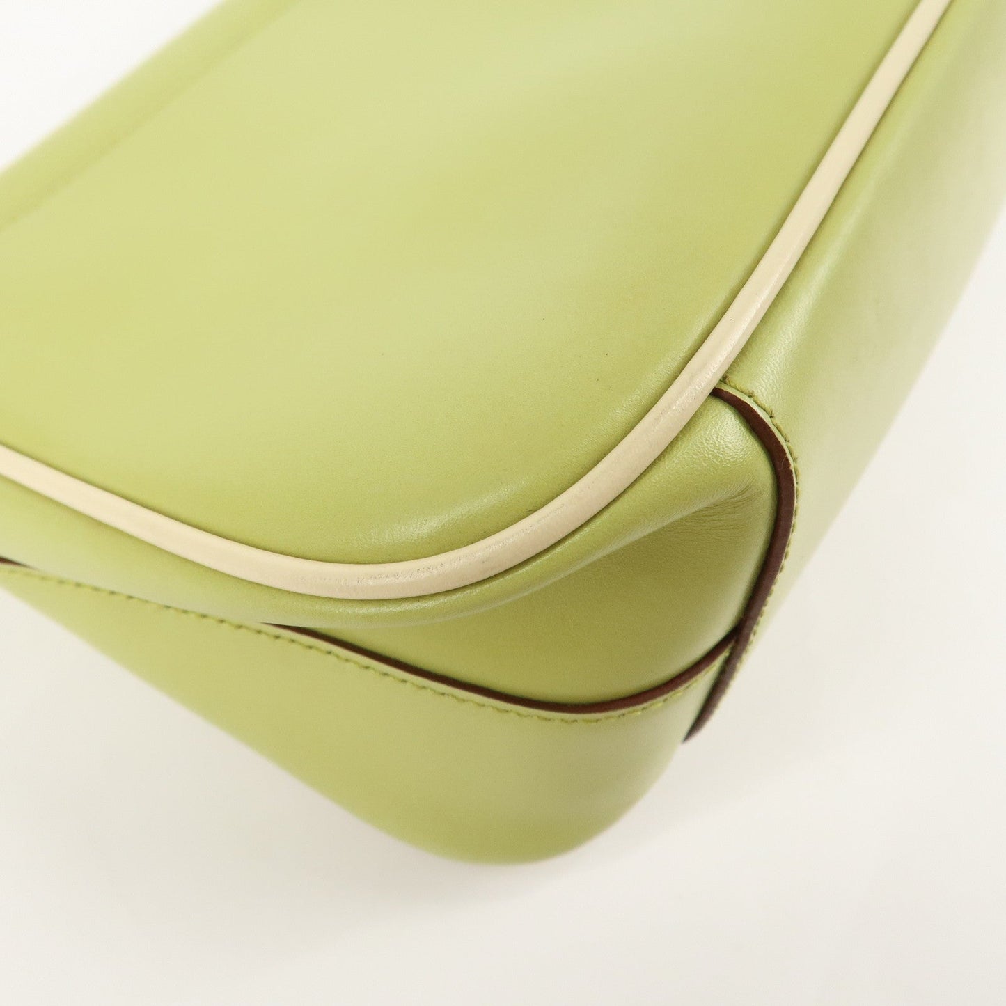 PRADA Leather Shoulder Bag Hand Bag Light Green B10689  d