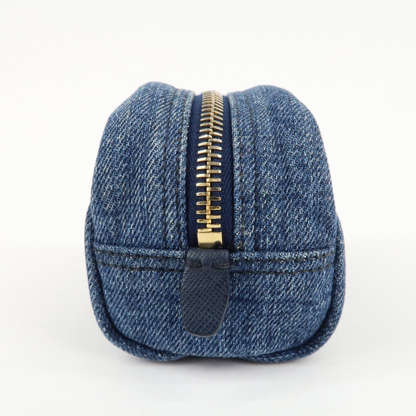 PRADA Logo Canvas Leather Pouch Cosmetic Pouch Blue 1NA175  d