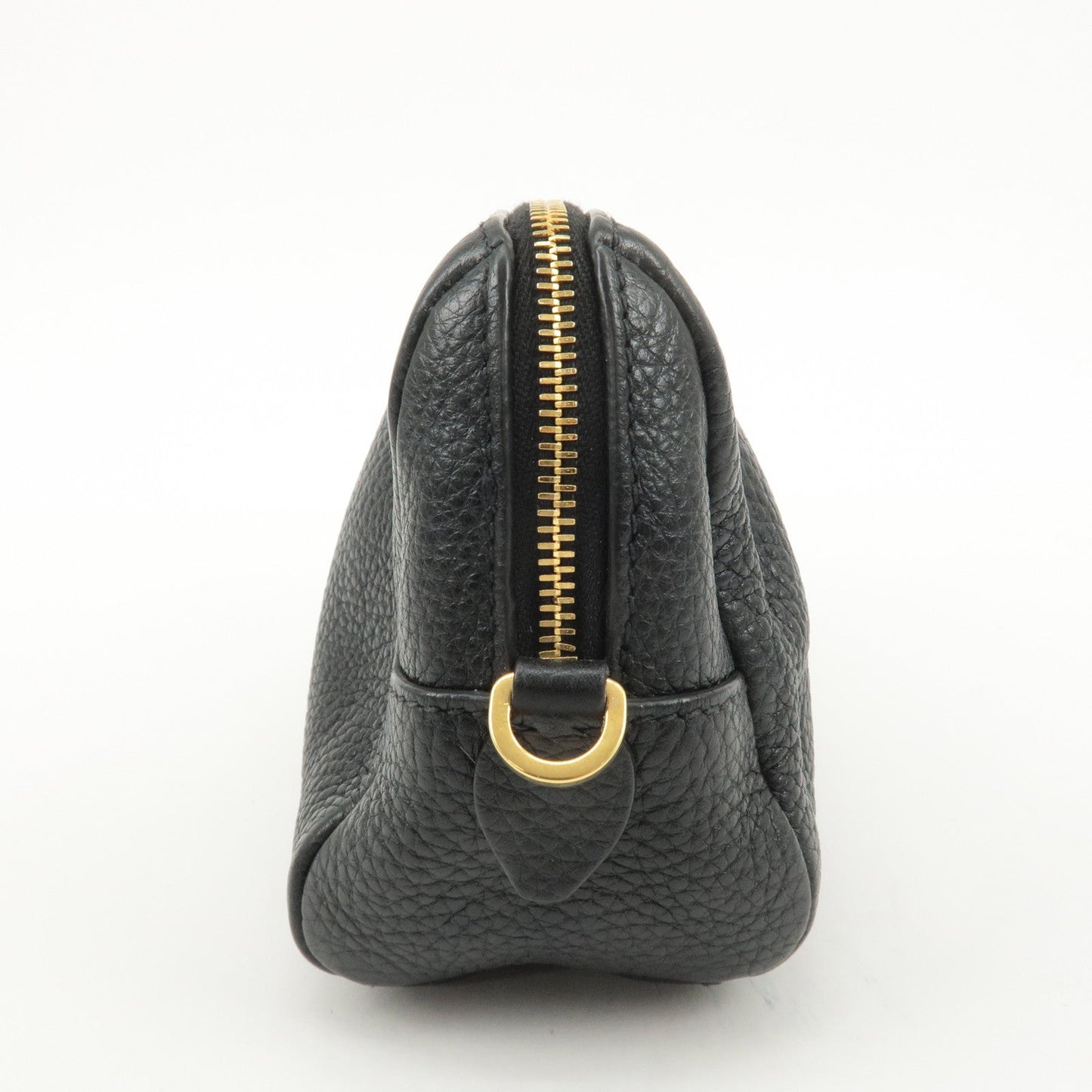 PRADA Logo Leather Pouch Cosmetic Pouch Black  d