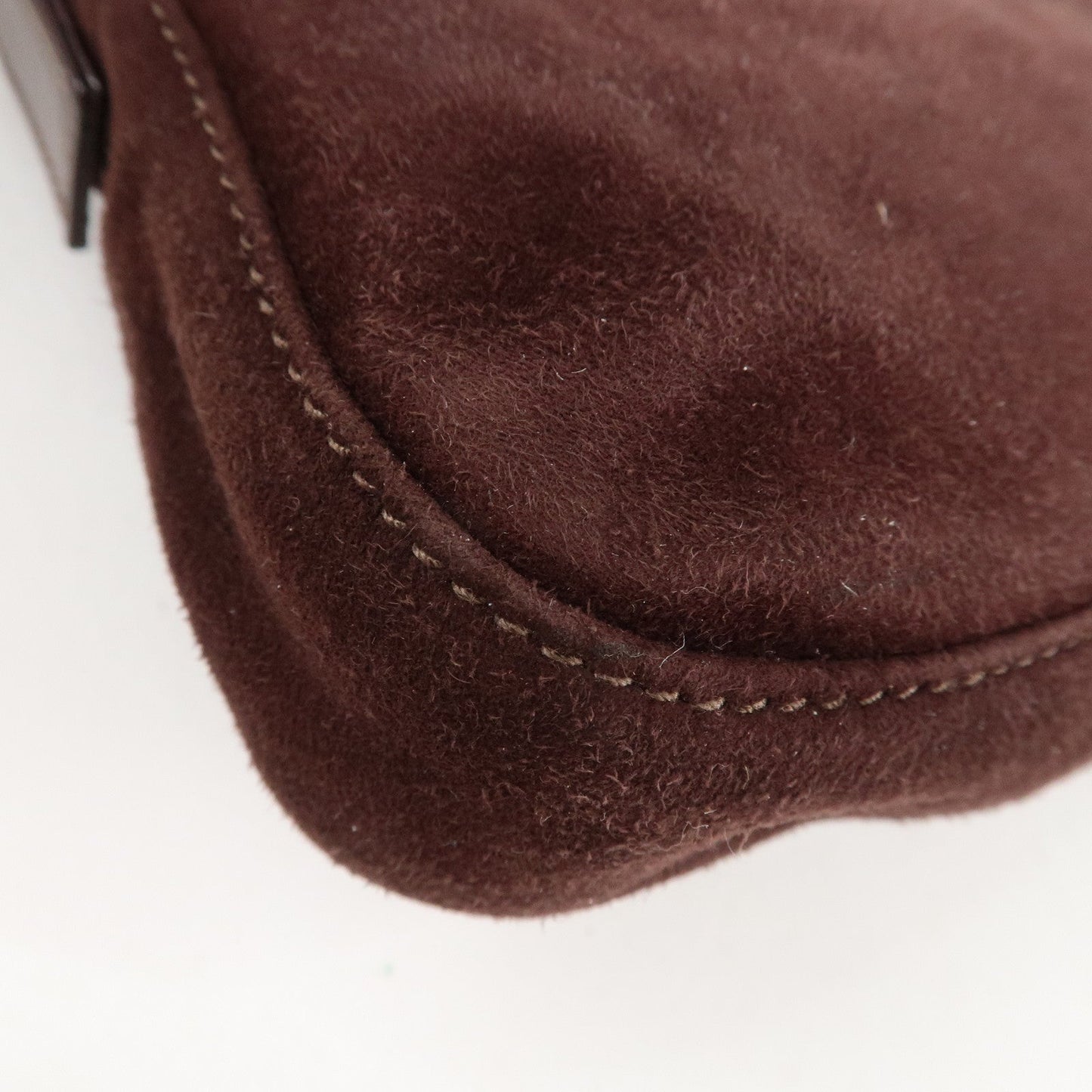 FENDI Suede Leather Shoulder Bag Dark Brown 26424  d