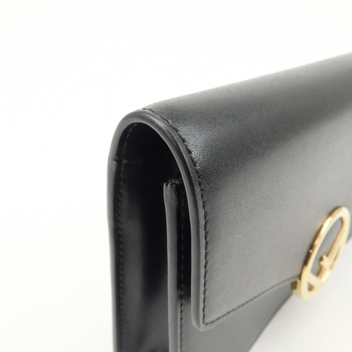 FENDI F is FENDI Leather Chain Wallet Clutch Bag Black 8BS006  d