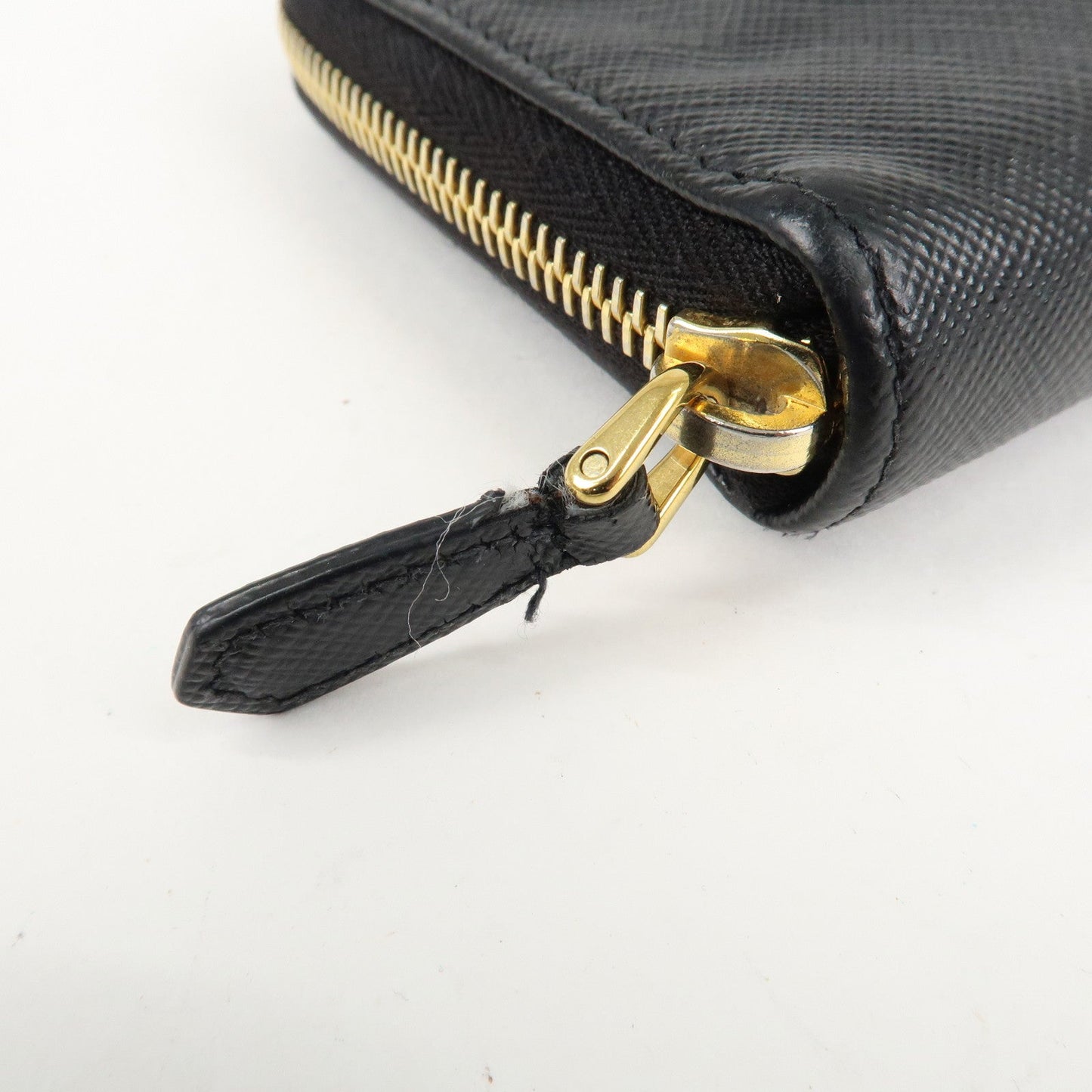 PRADA Saffiano Leather Round Zipper Long Wallet Black 1M0506  d