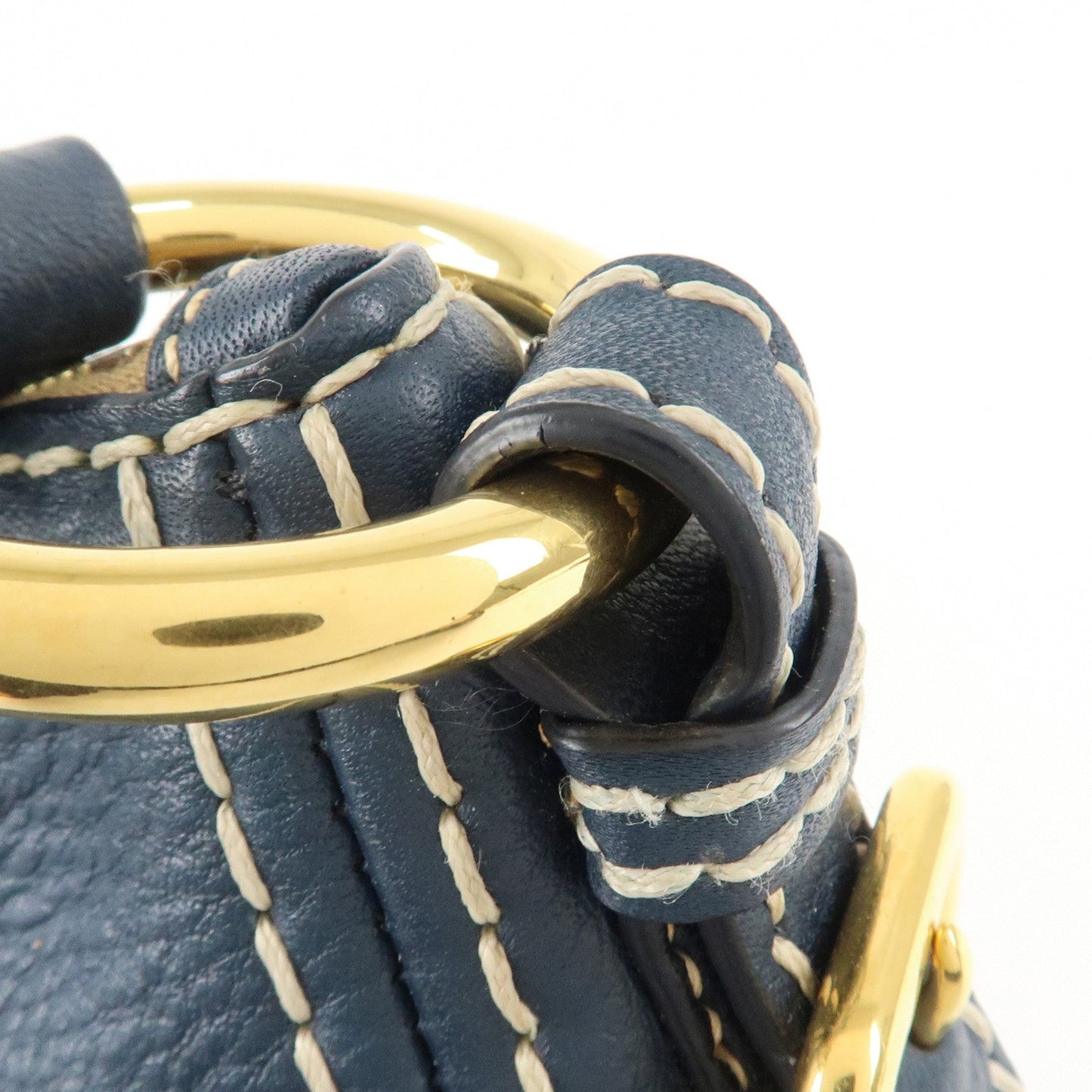 PRADA Soft Calf Leather Shoulder Bag Hand Bag Blue BR4690  d