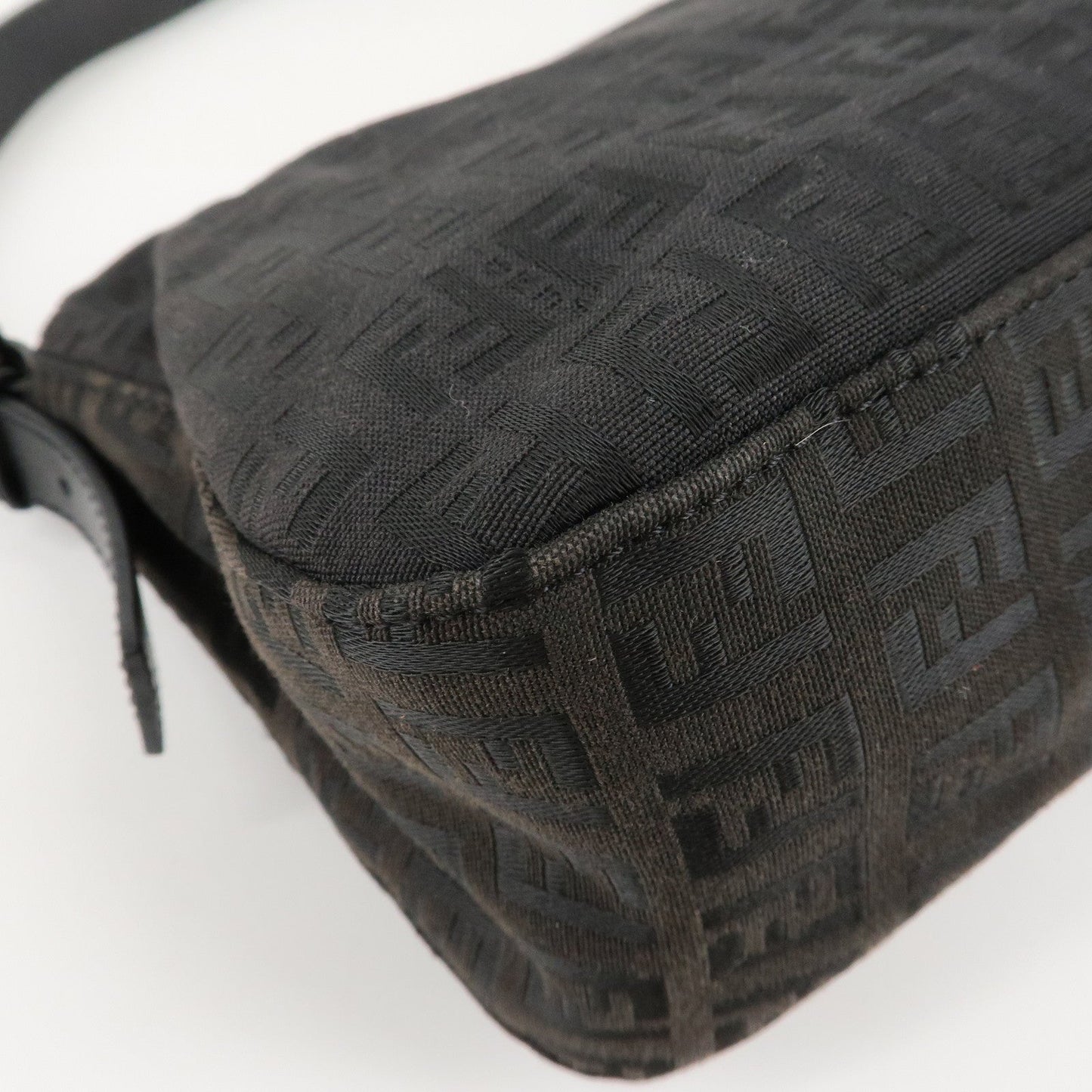 FENDI Mamma Baguette Zucchino Canvas Leather Shoulder Bag 8BR003  d