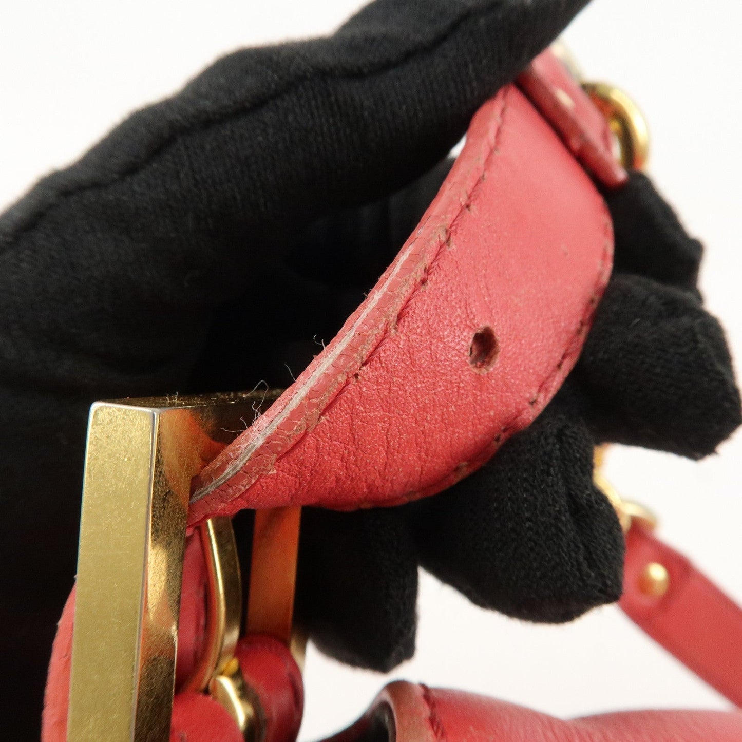 FENDI Big Mamma Baguette Leather Chain Shoulder Bag Pink 8BR638  d