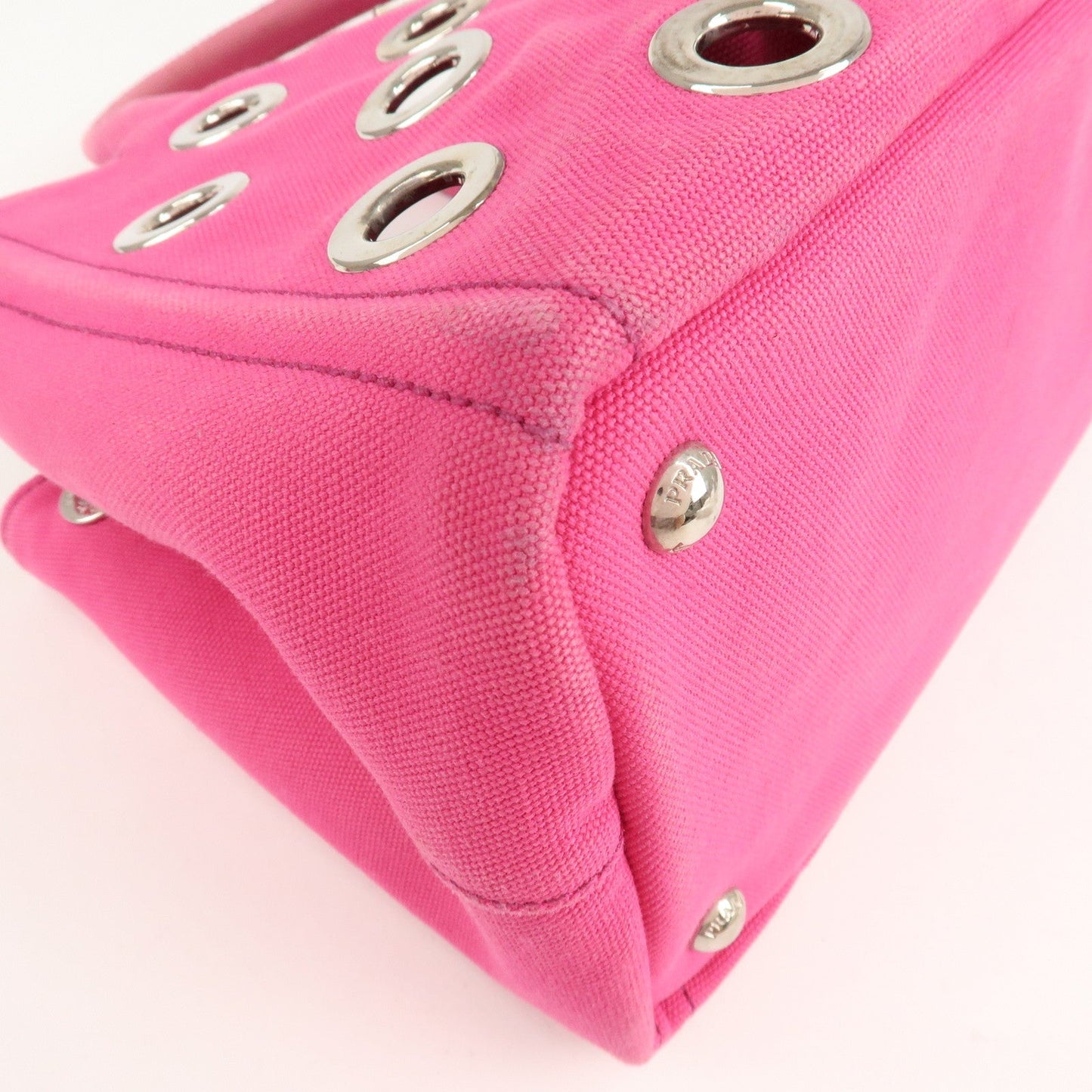 PRADA Canapa Mini Canvas 2Way Bag Hand Bag Pink 1BG439  d