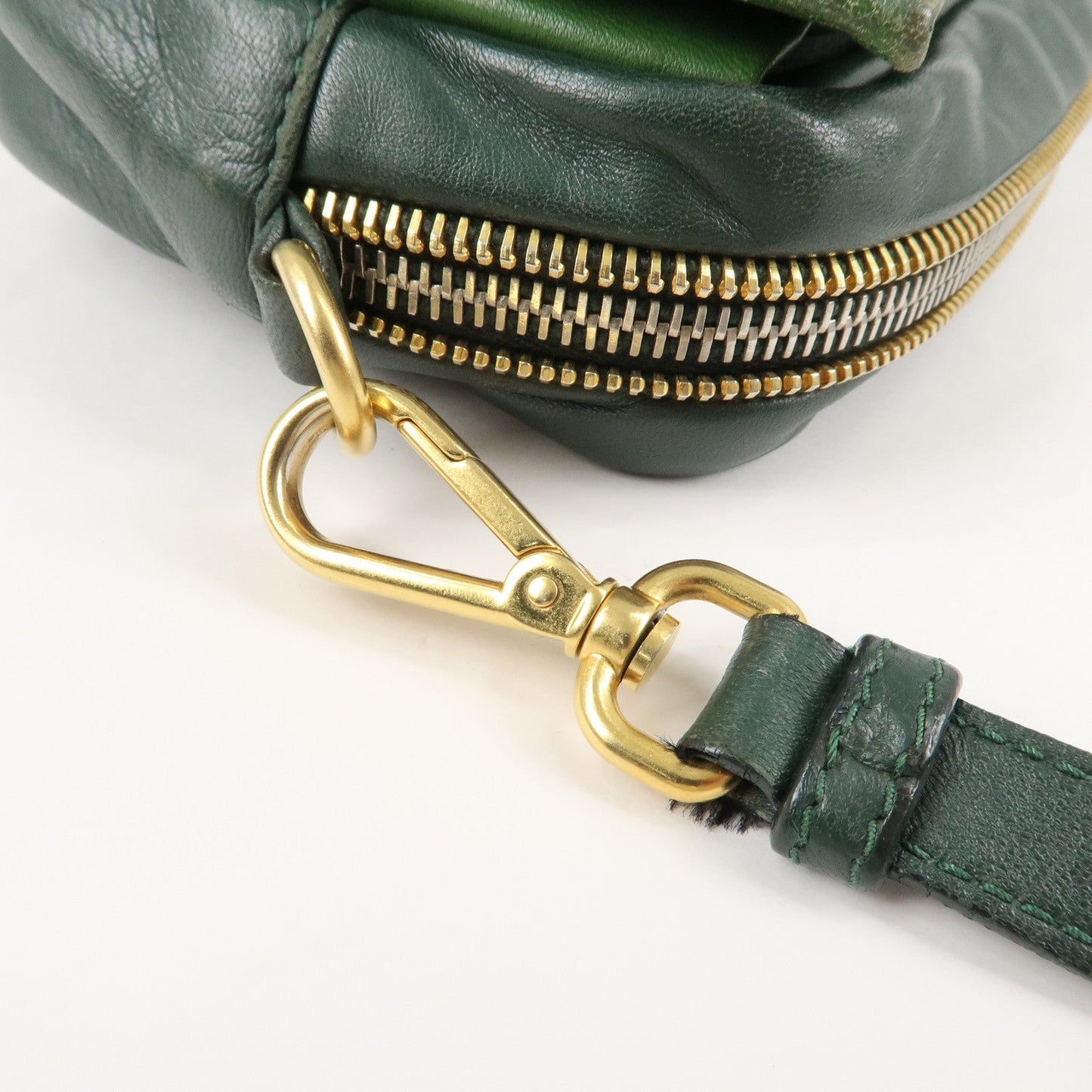 PRADA Logo Leather Ribbon Shoulder Bag Green BP0166  d