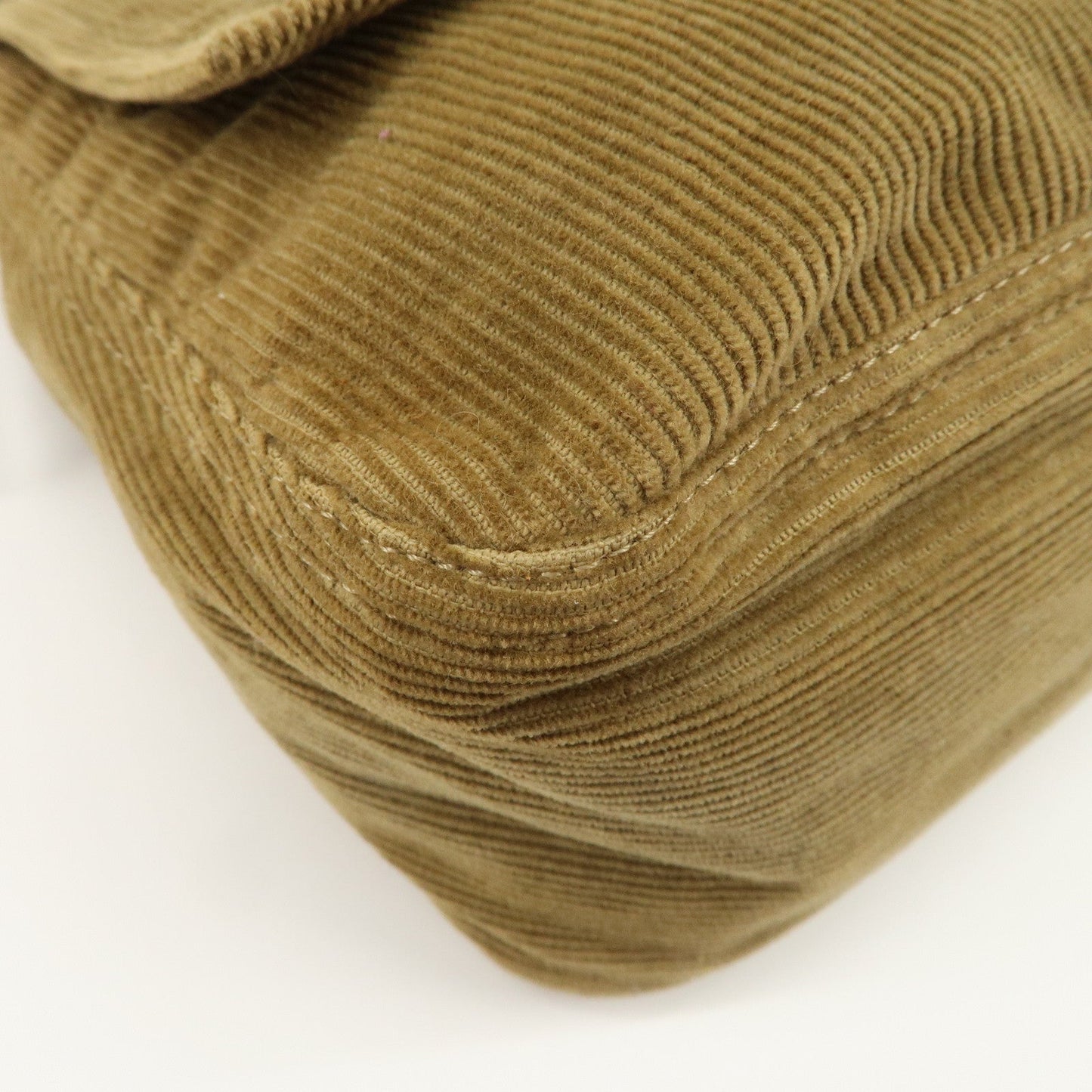 FENDI Mamma Baguette Corduroy Shoulder Bag Khaki 26325  d