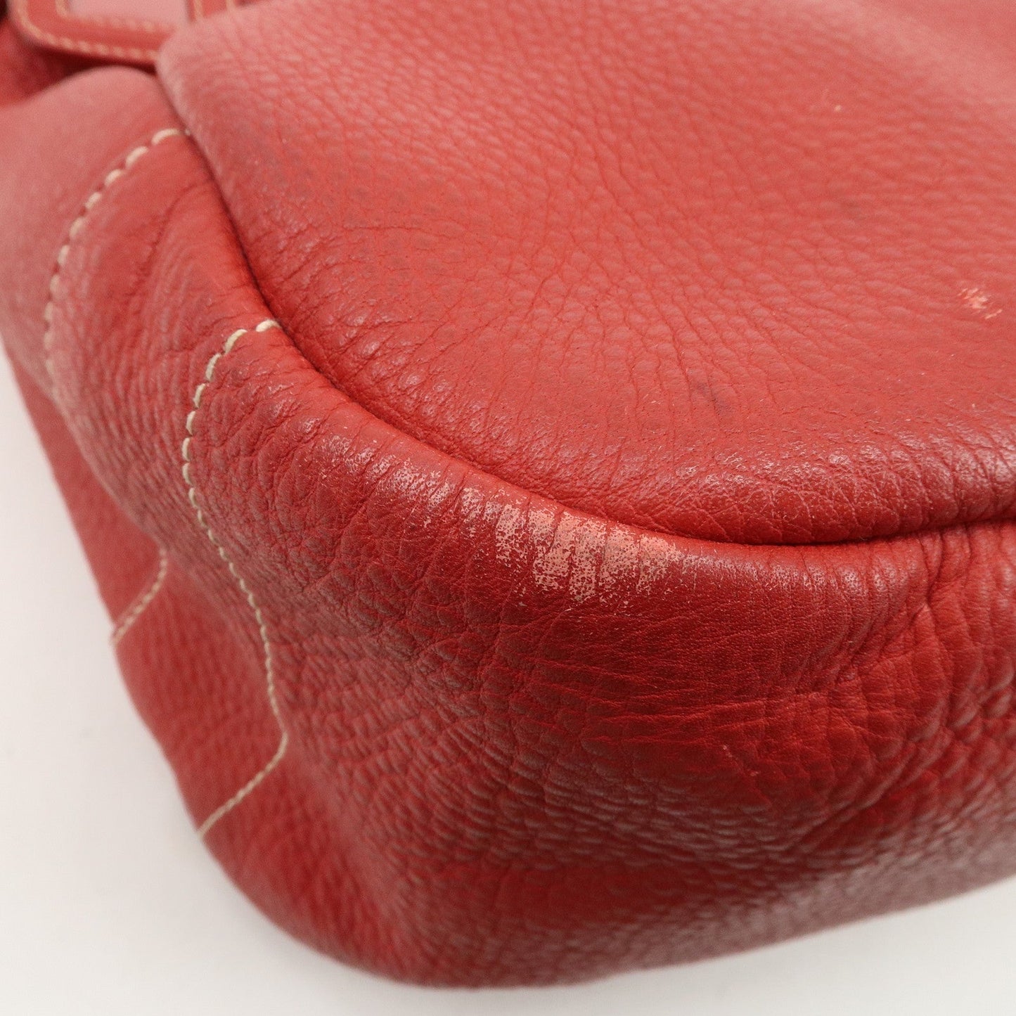 PRADA Logo Leather Shoulder Bag Hand Bag Red BR4373  d