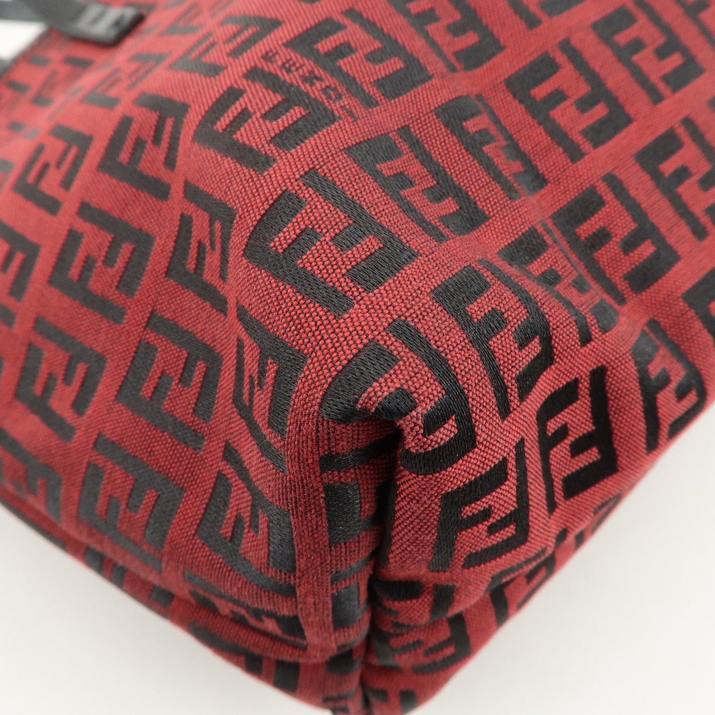 FENDI Zucchino Canvas Leather Mini Tote Bag Red Black 8BH056  d