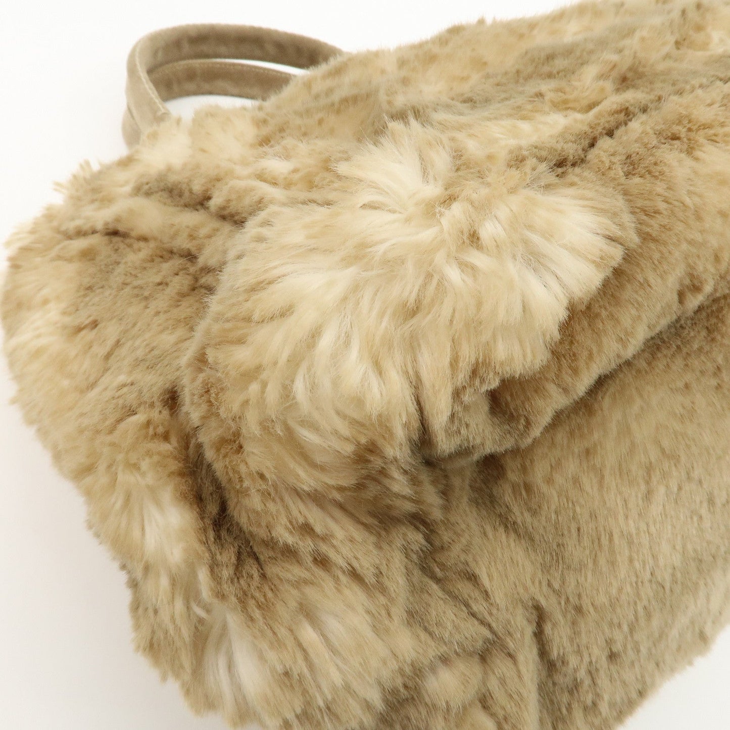 PRADA Eco Lapin Fur Suede Canapa Large Tote Bag Beige BN1918  d