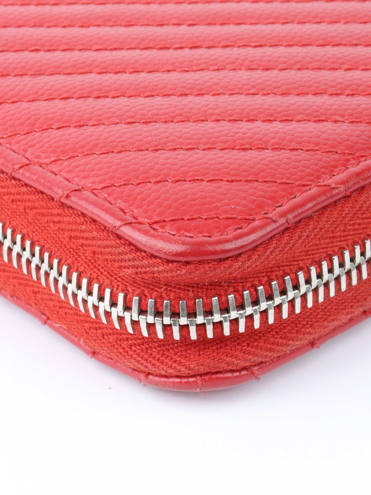 Chanel Red Caviar Zip Around Wallet.