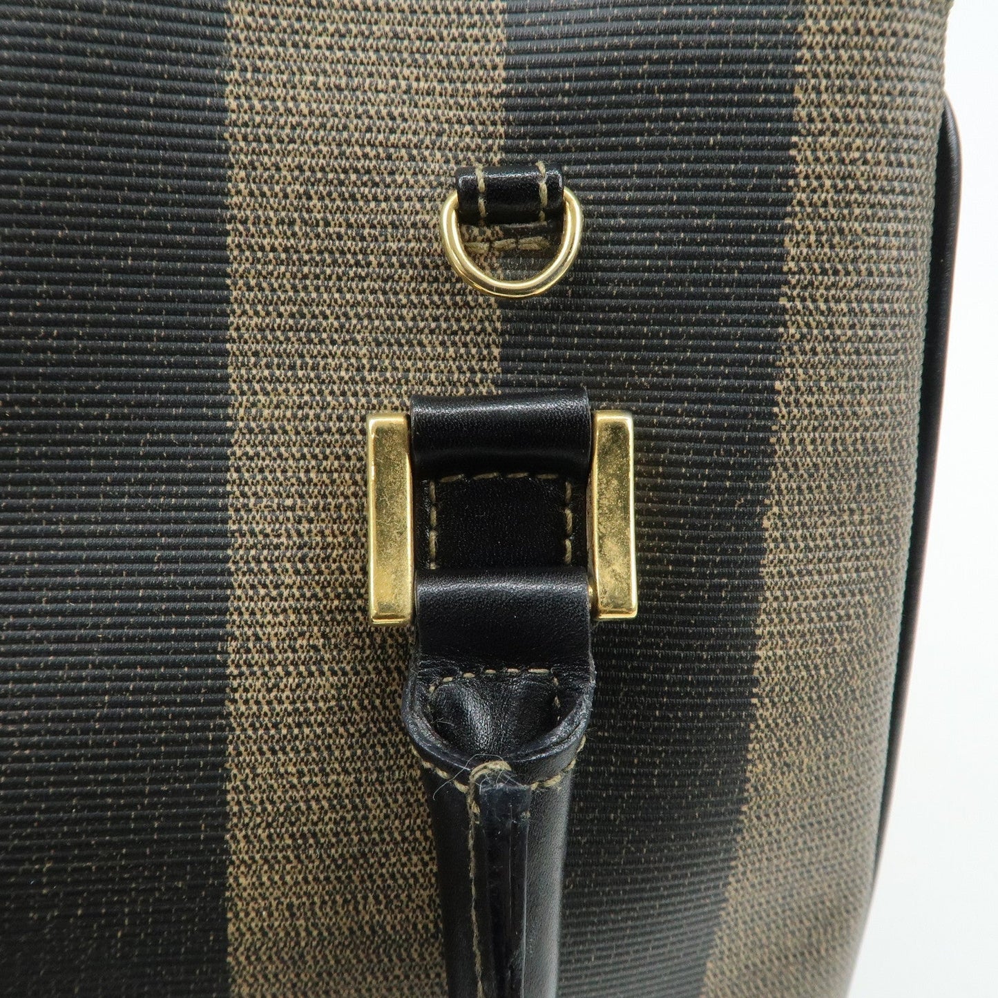 FENDI Pequin PVC Leather 2Way Bag Hand Bag Brown Black  d