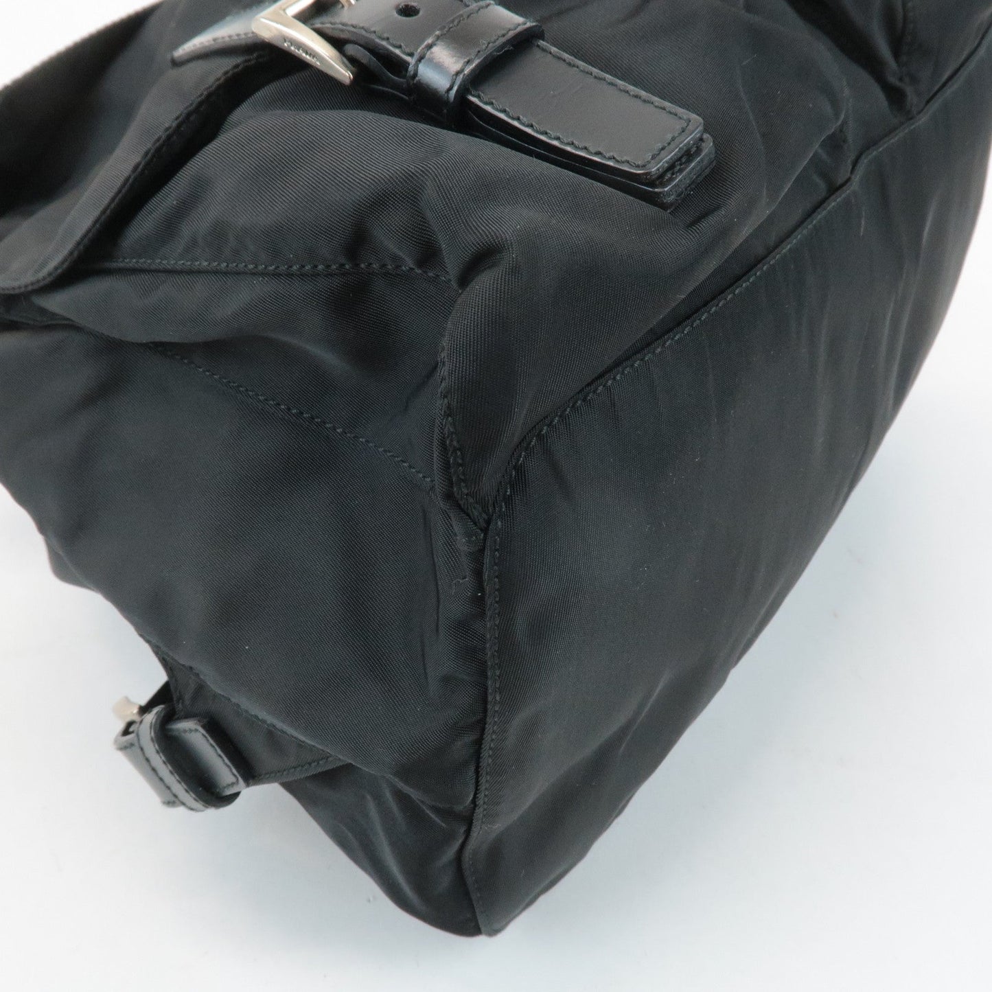 PRADA Triangle Logo Nylon Leather Back Pack Ruck Sack Black B2811  d