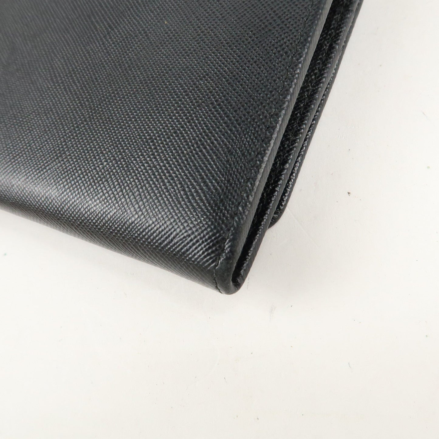 PRADA Saffiano Leather Chain Wallet Purse Black 1MT290  d