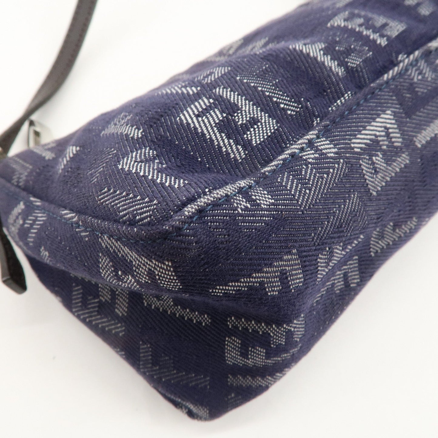 FENDI Zucchino Canvas Leather Shoulder Bag Pouch Navy 8BR249  d