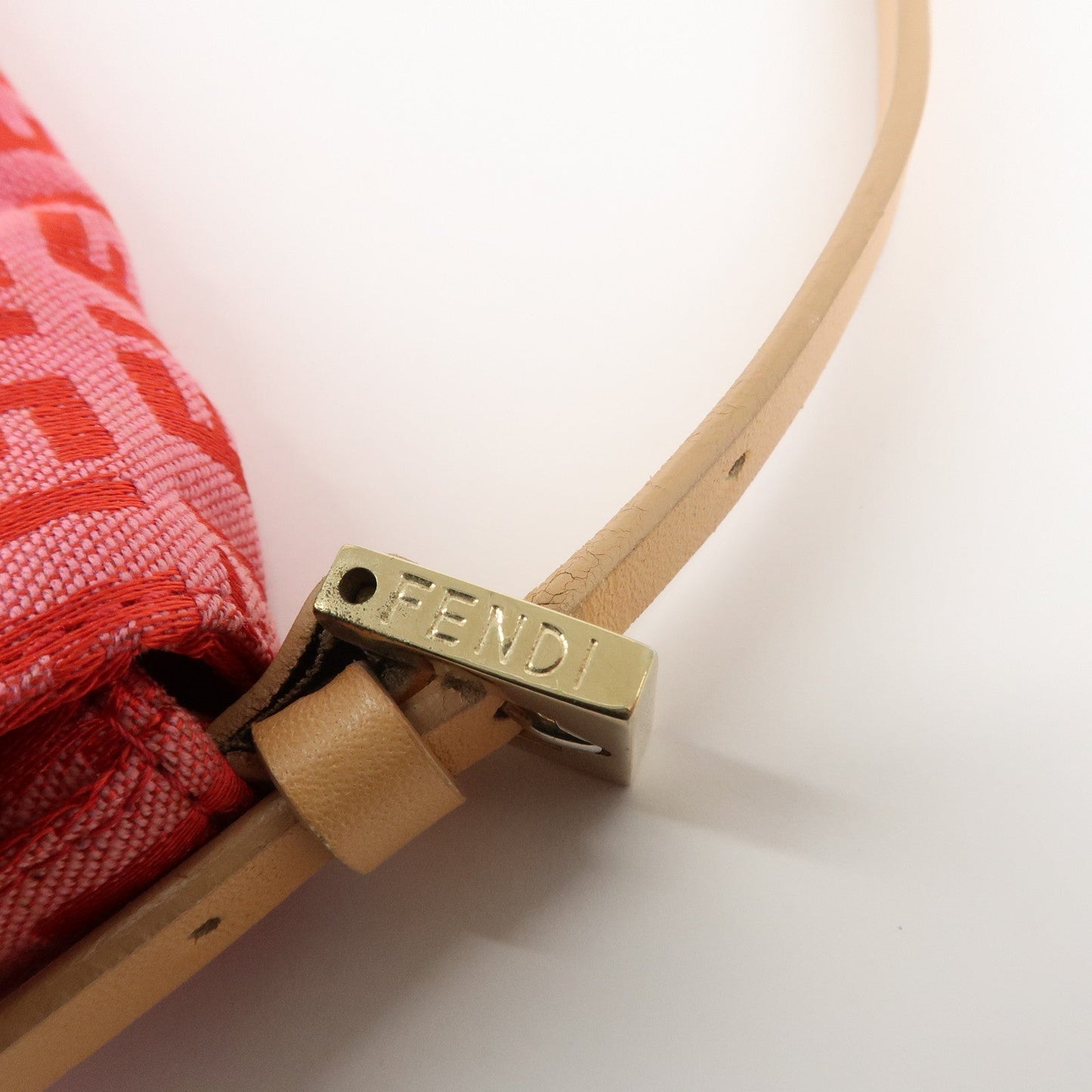 FENDI Mini Mamma Baguette Zucchino Canvas Leather Hand Bag  d