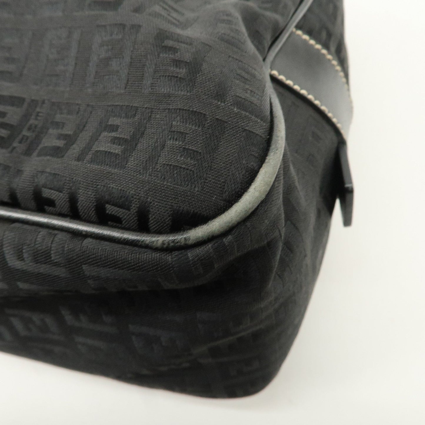 FENDI Zucchino Canvas Leather Mini Boston Bag Black 8BN005  d
