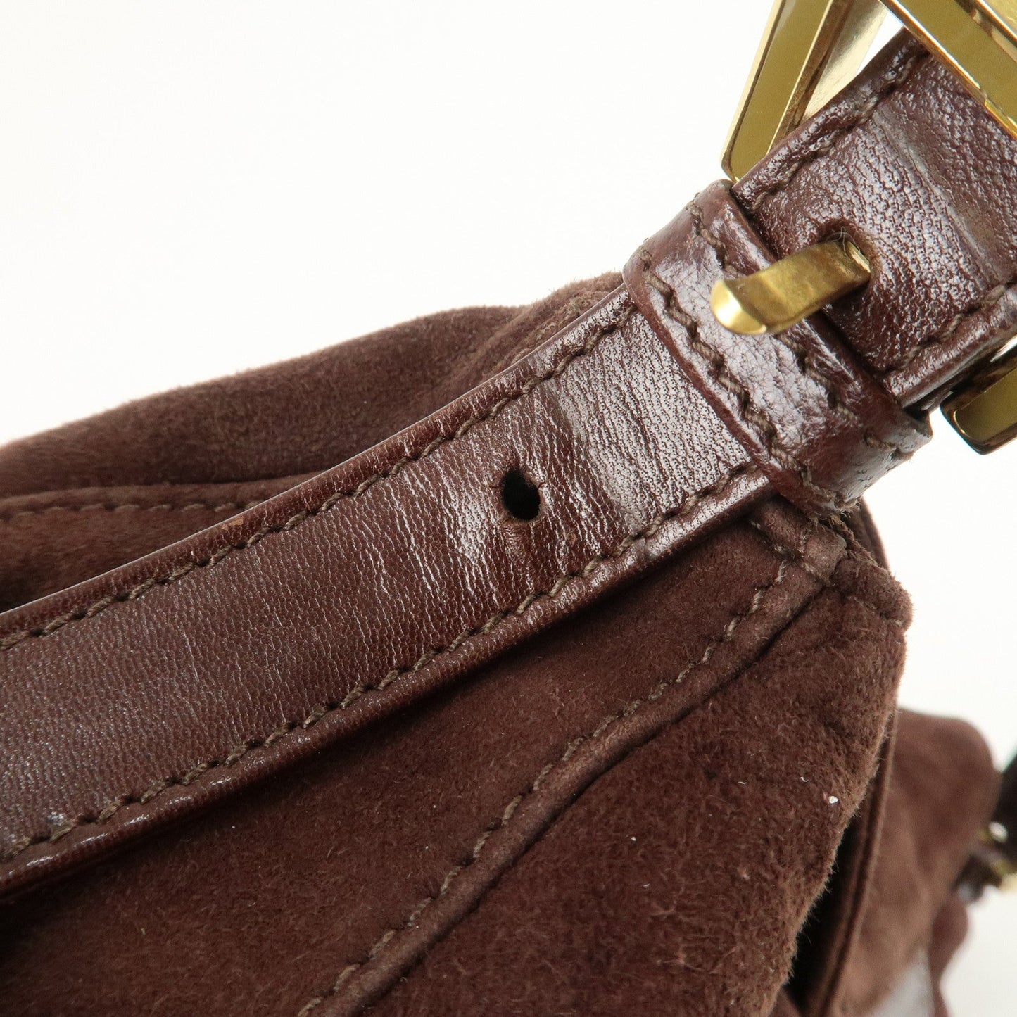 FENDI Suede Leather Shoulder Bag Hand Bag Brown 26426  d