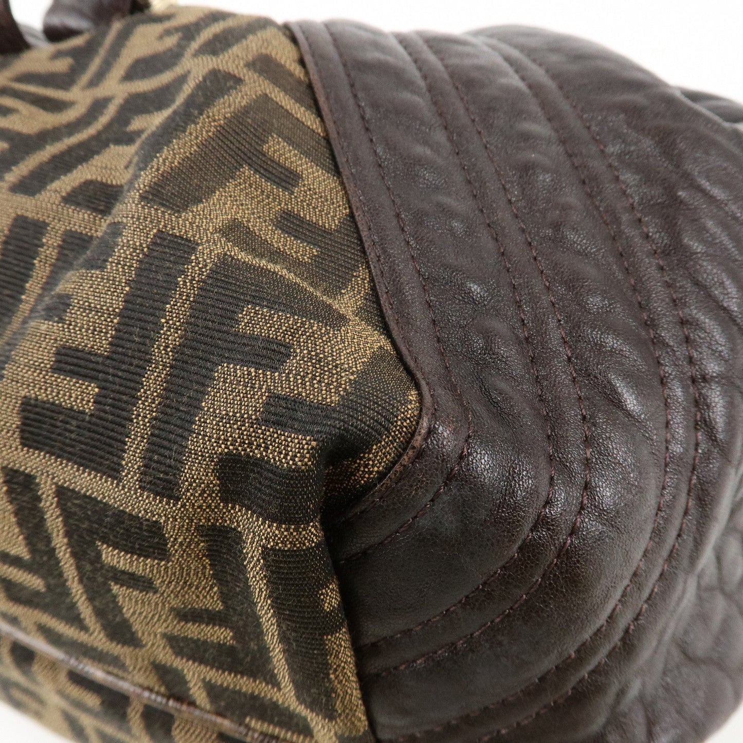 FENDI Zucca Canvas Leather Spy Bag Brown Black 8BR511  d