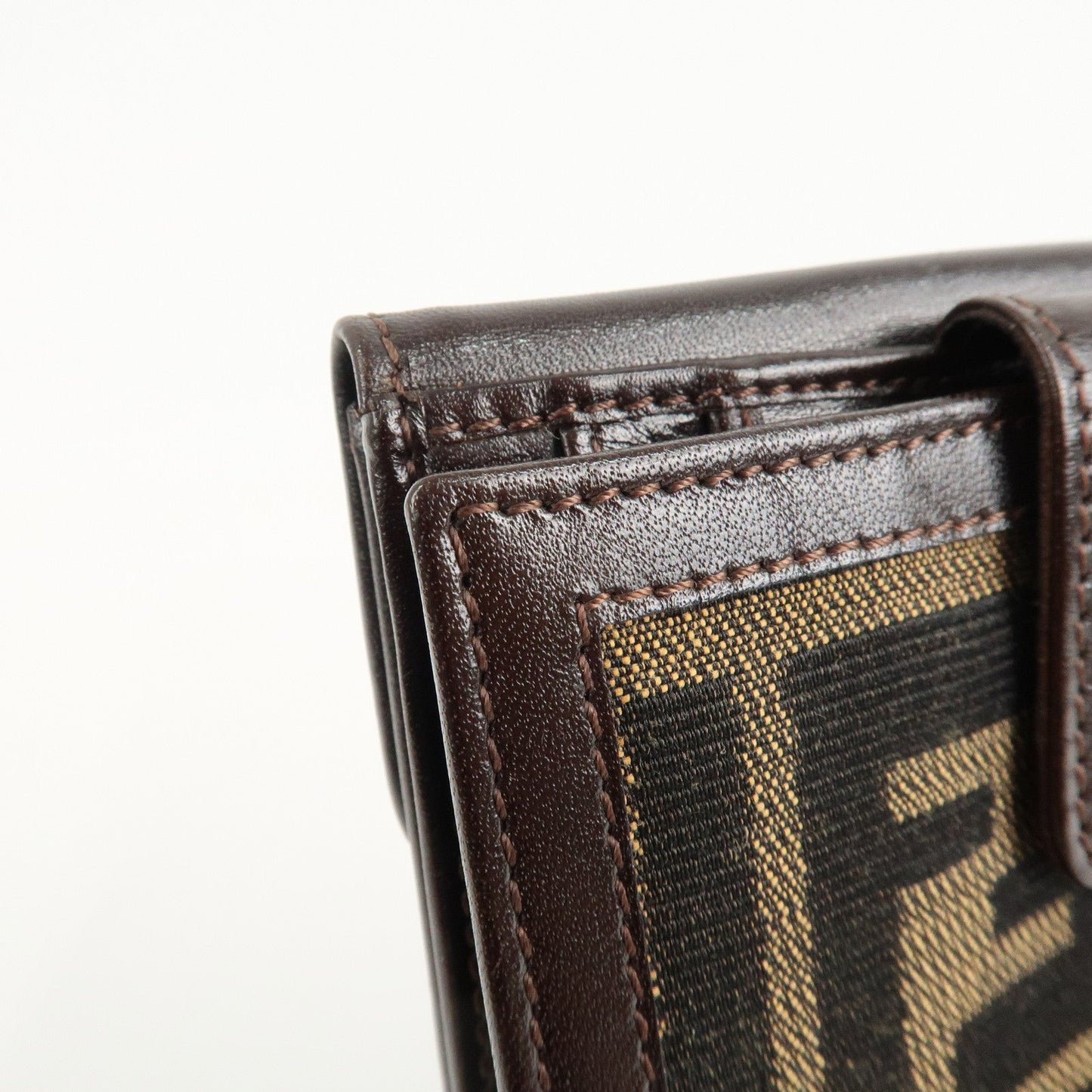 FENDI Zucca Canvas Leather W Hook Bifold Wallet 12671  d