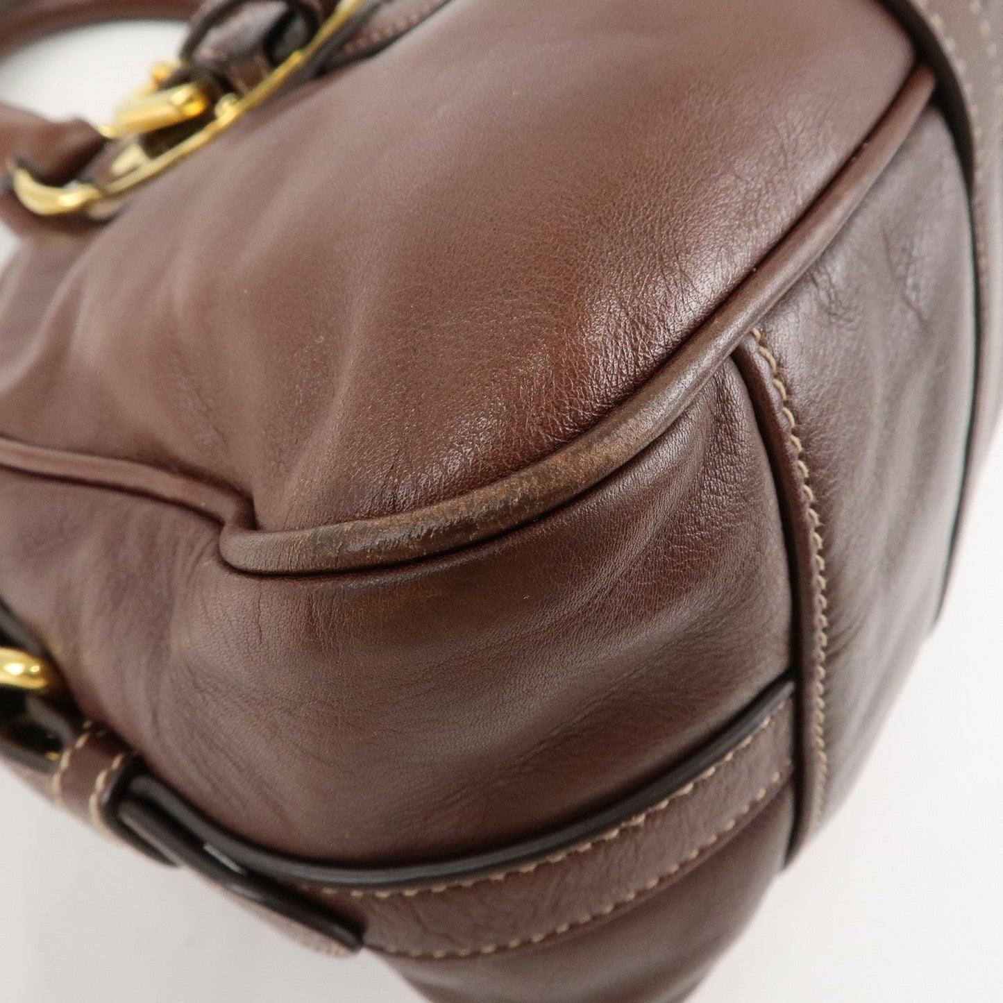 PRADA Leather 2Way Bag Shoulder Bag Hand Bag Brown BN1904  d