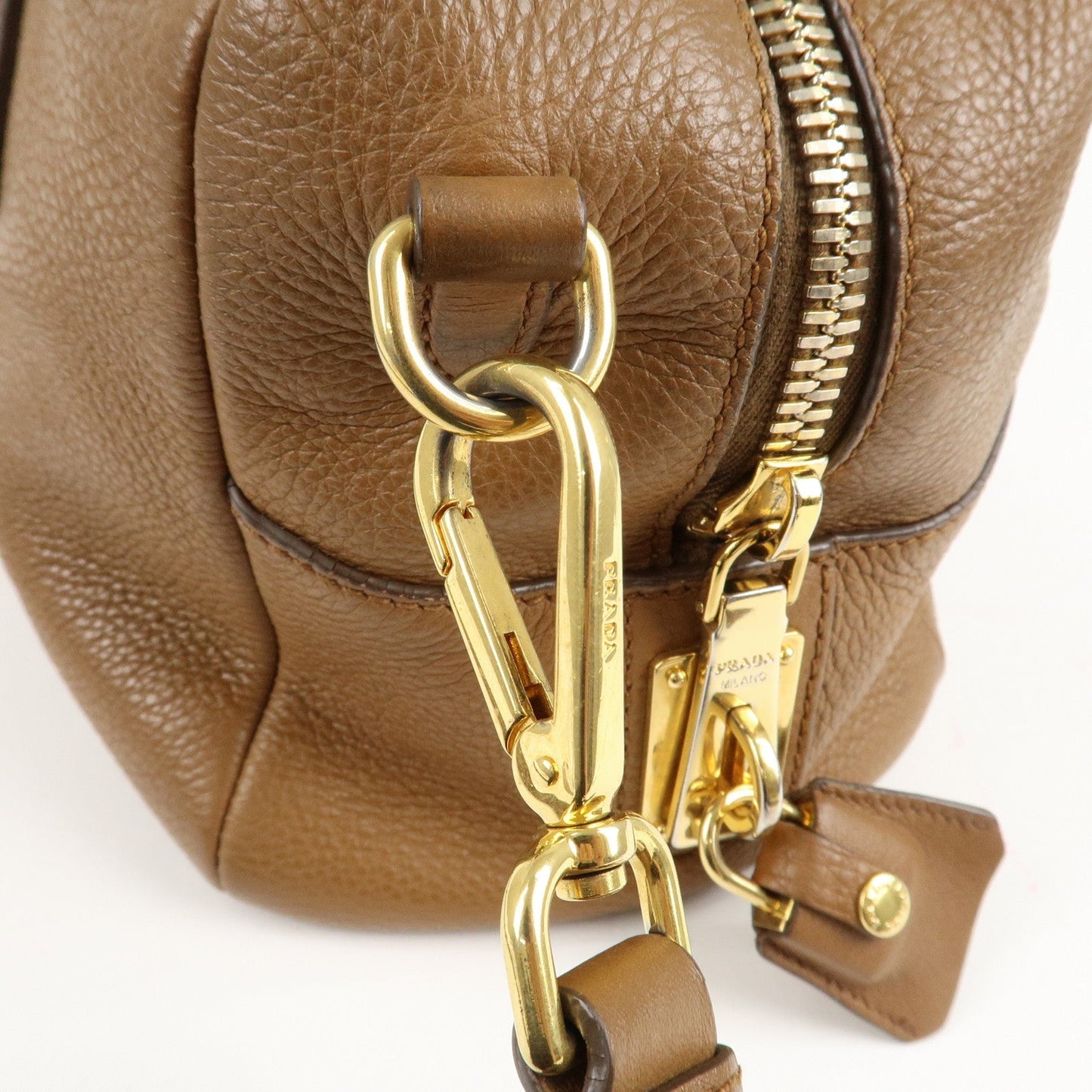 PRADA Leather 2Way Bag Hand Bag Shoulder Bag Brown 1BB091  d